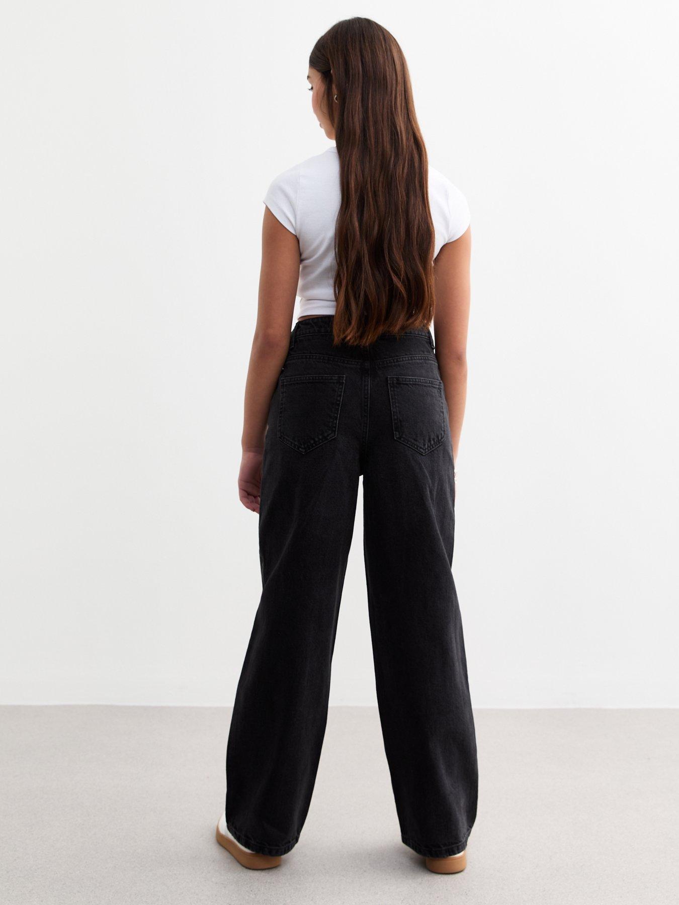 Image 2 of 5 of New Look 915 Girls Wide Leg Jeans - Black