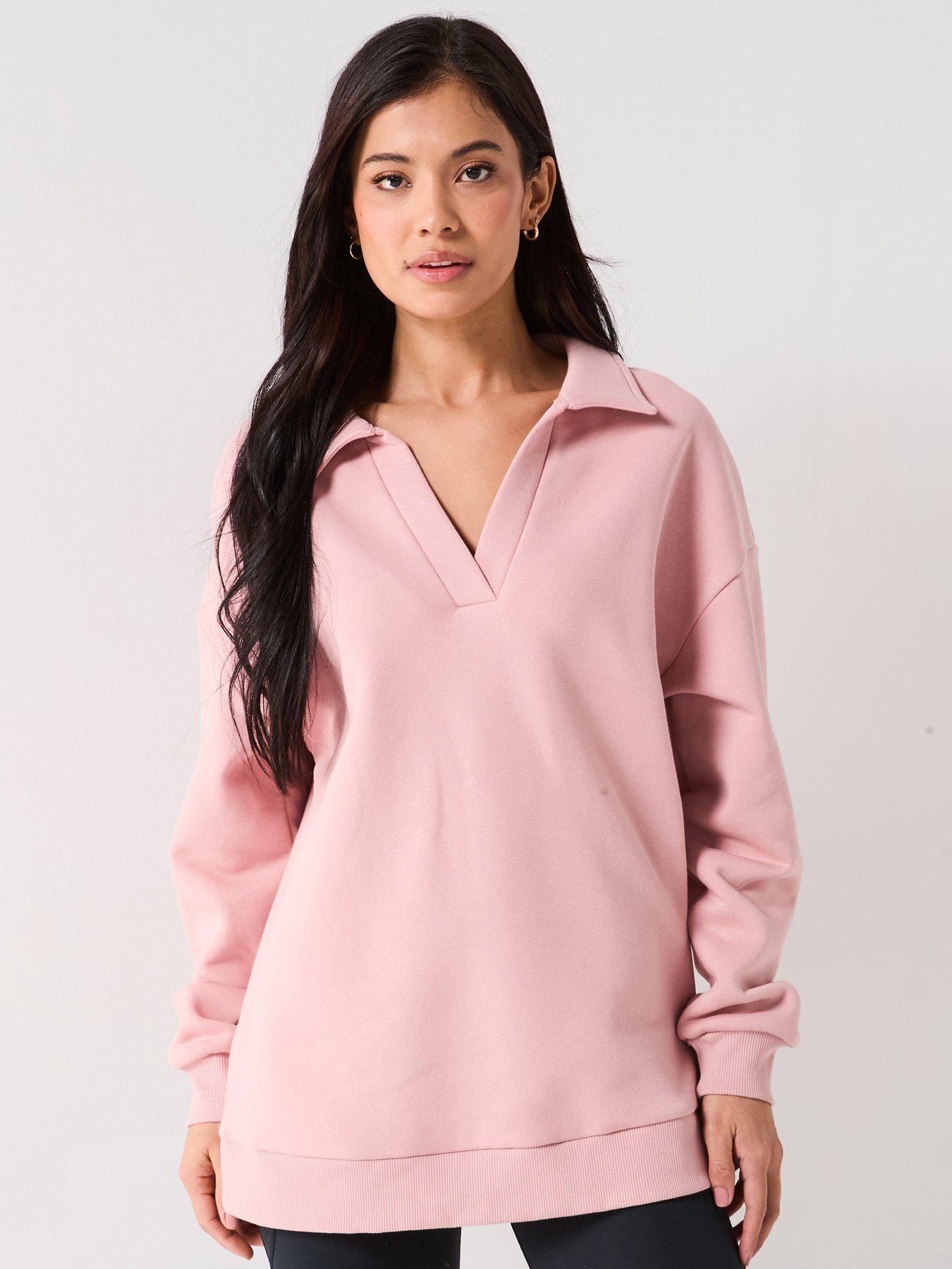 undefined Oversized Longline Collar Detail Sweatshirt - Mauve