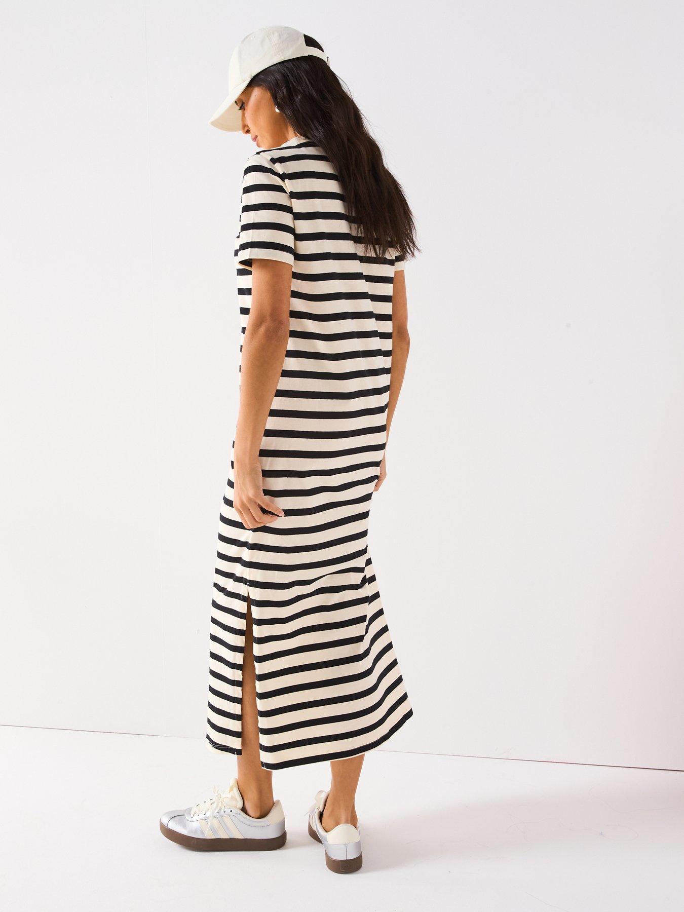 undefined Jersey Basic Midaxi Dress Stripe - Black/Cream