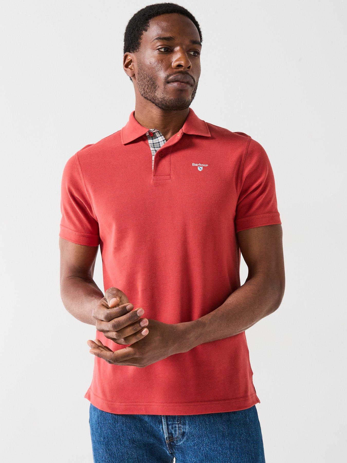 undefined Tartan Pique Short Sleeve Polo Shirt - Bright Red