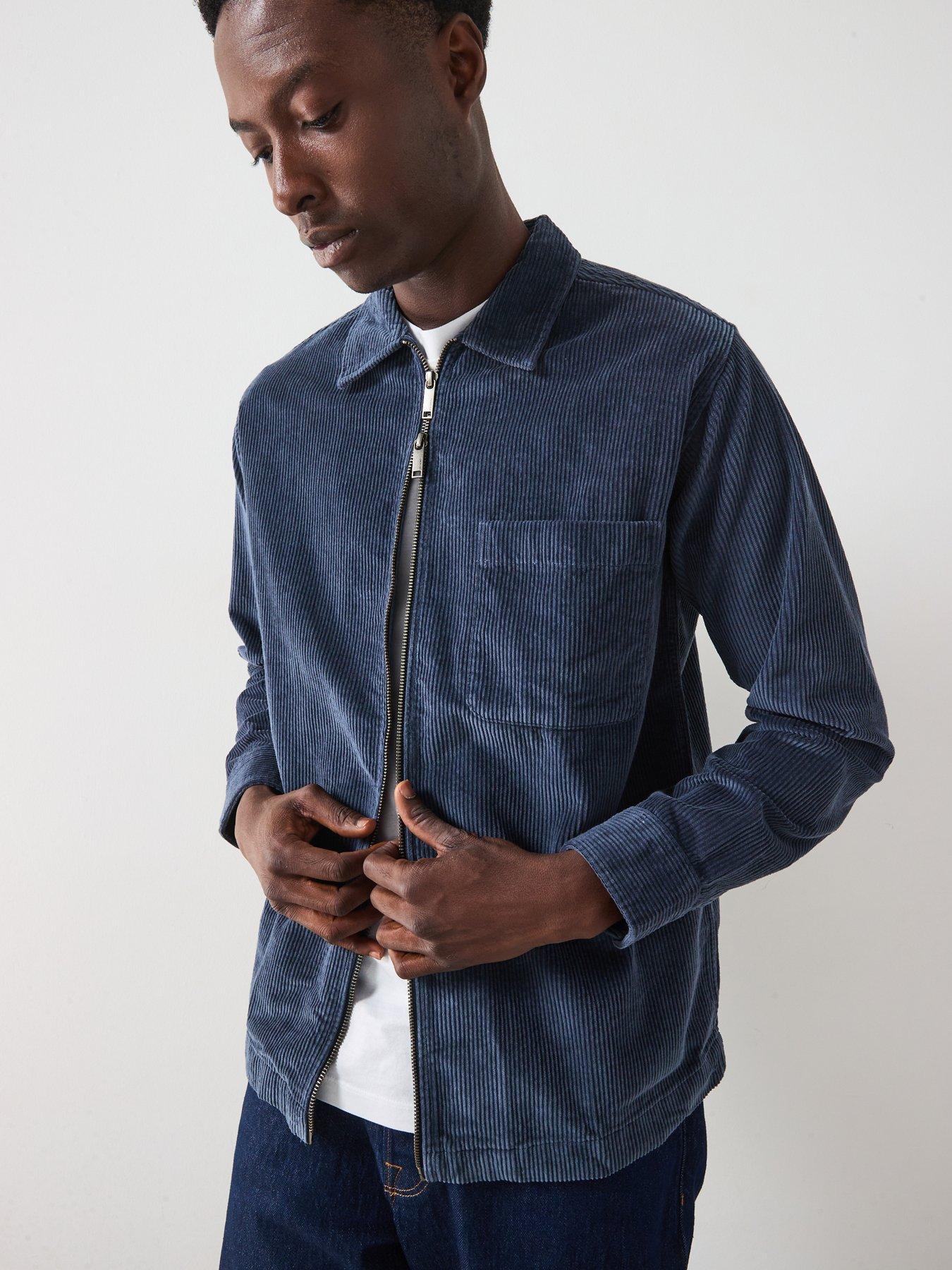 Image 4 of 6 of Selected Homme Jake Cord Long Sleeve Overshirt - Navy