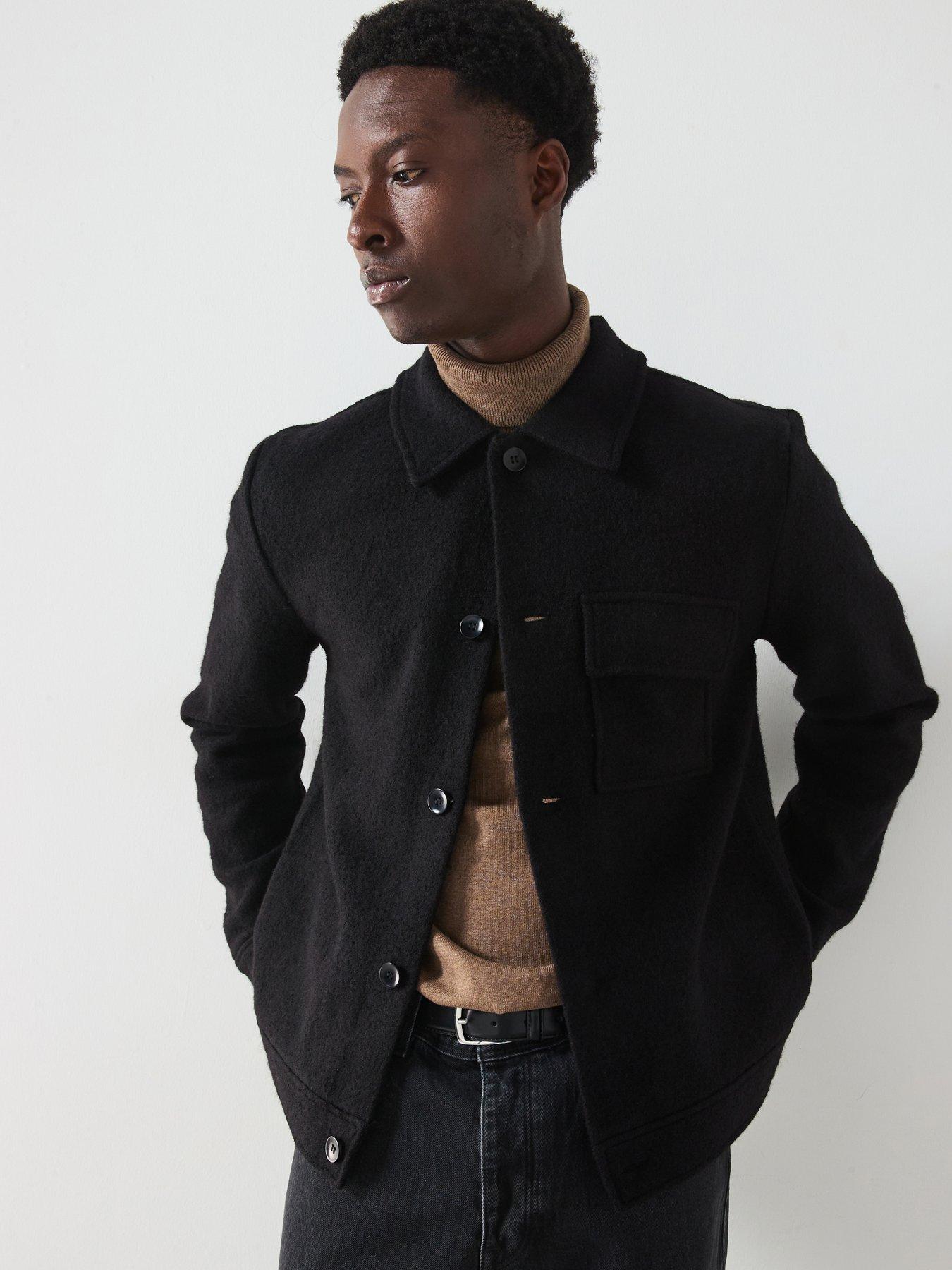 undefined Nealy Long Sleeve Knitted Shirt Jacket - Black