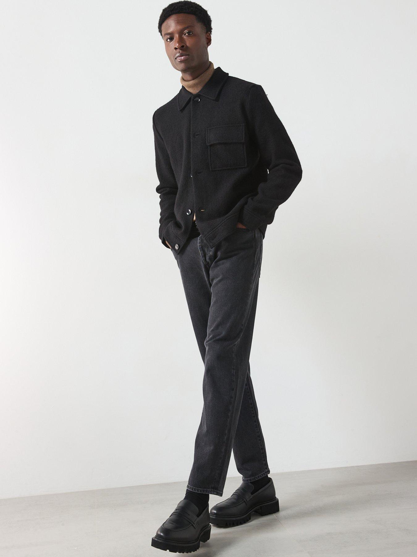 Image 3 of 6 of Selected Homme Nealy Long Sleeve Knitted Shirt Jacket - Black