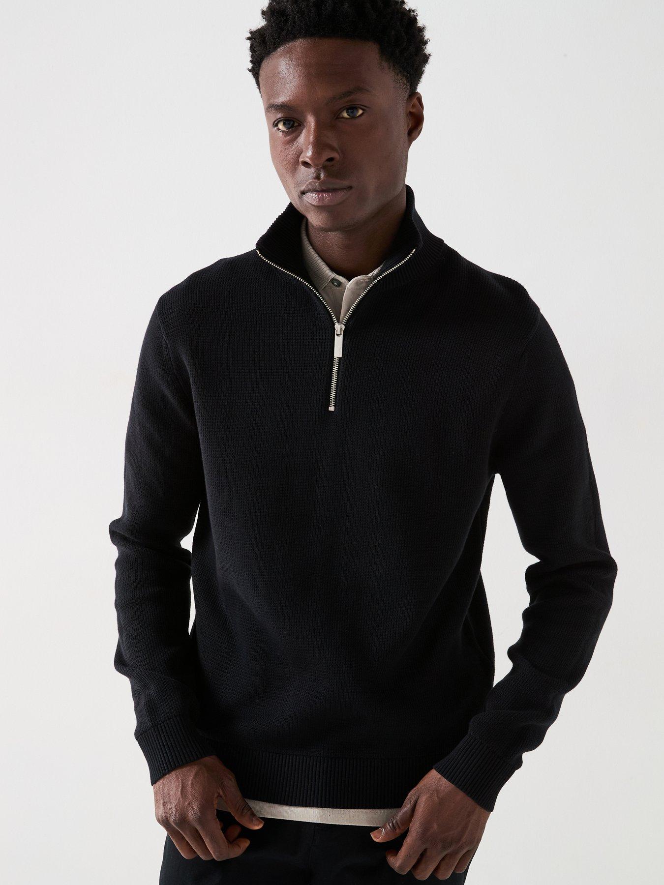 undefined Dane Long Sleeve Half Zip Knitted Jumper - Black