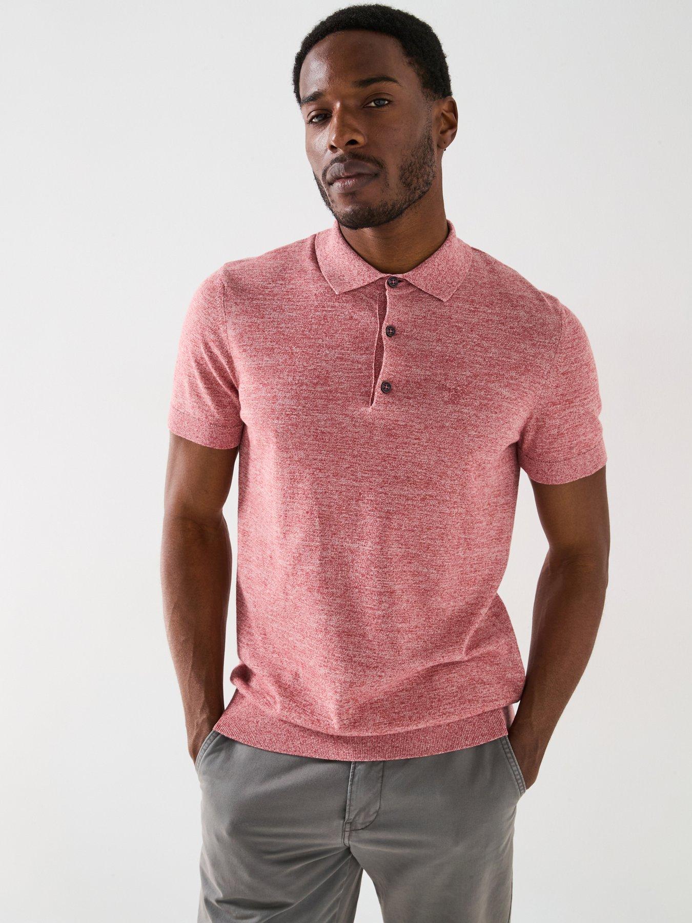 undefined Buston Short Sleeve Knit Polo Shirt - Dark Red