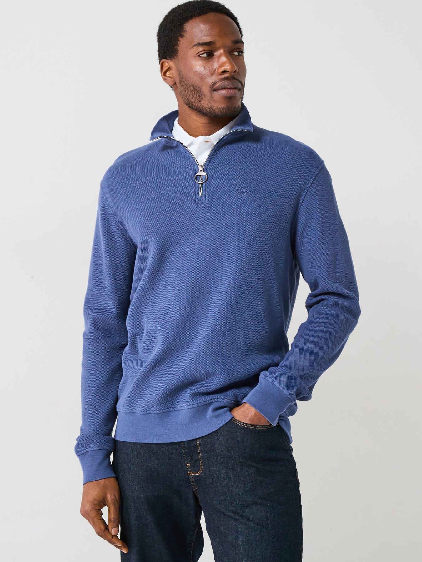 undefined Pique Interlock 1/2 Zip Sweat - Dark Blue