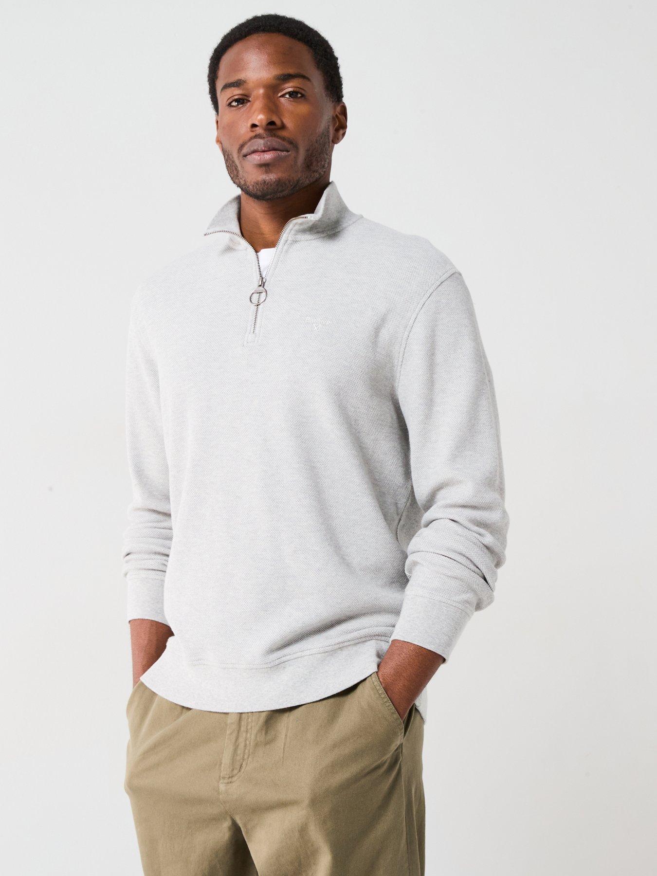 undefined Pique Interlock 1/2 Zip Sweat - Dark Grey