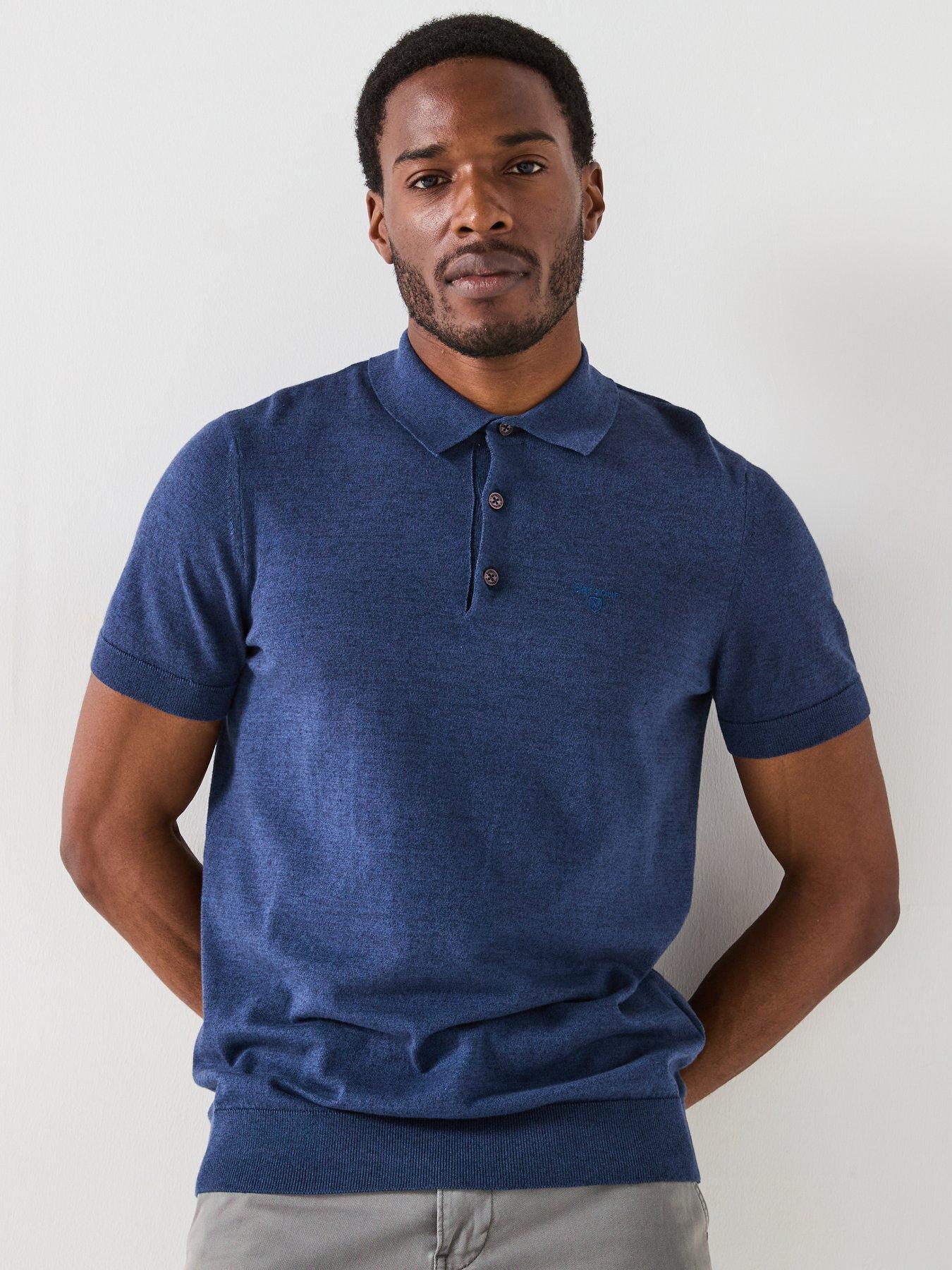 undefined Buston Short Sleeve Knit Polo Shirt - Navy
