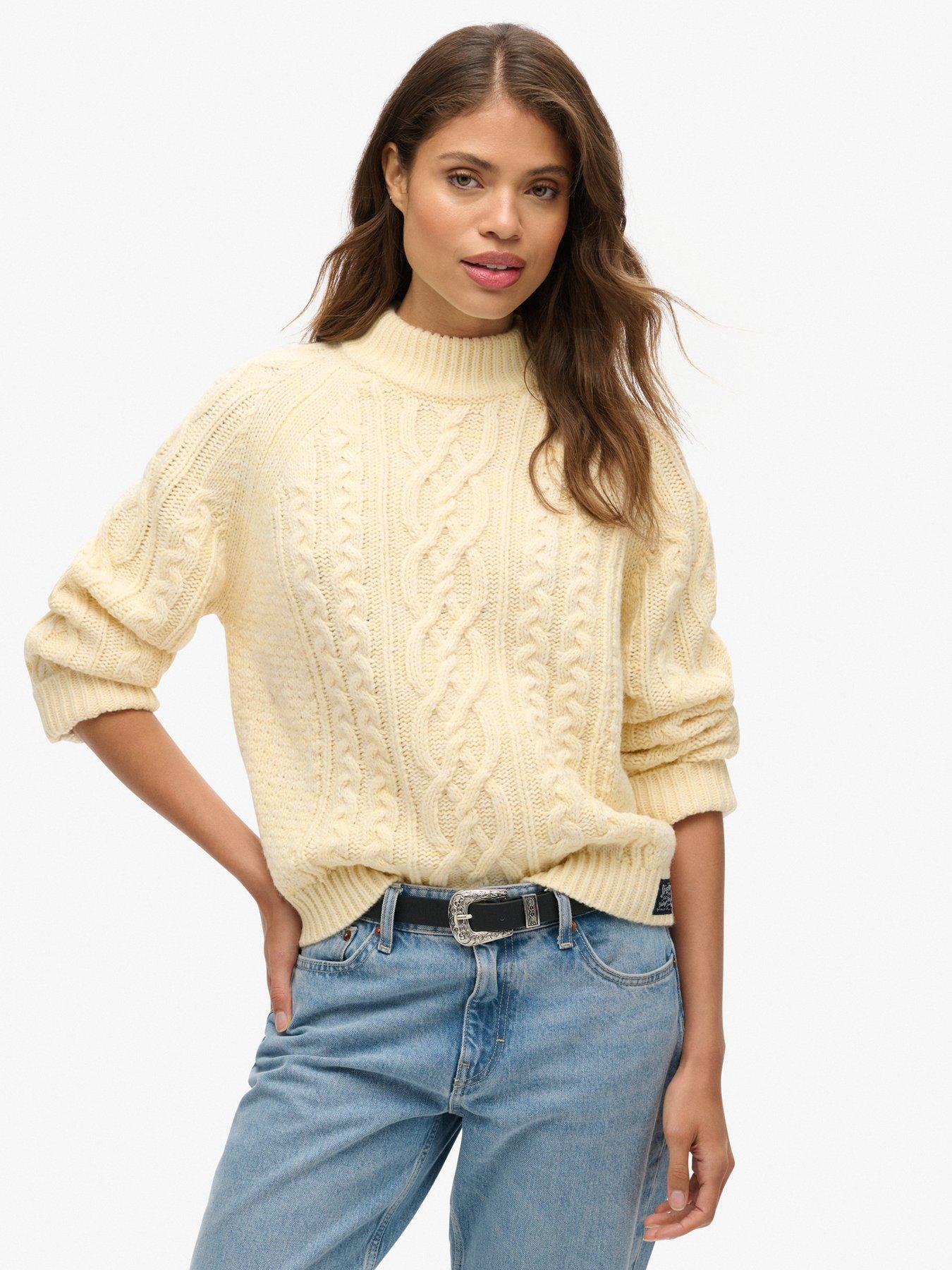 undefined Cable Mock Neck Jumper - White