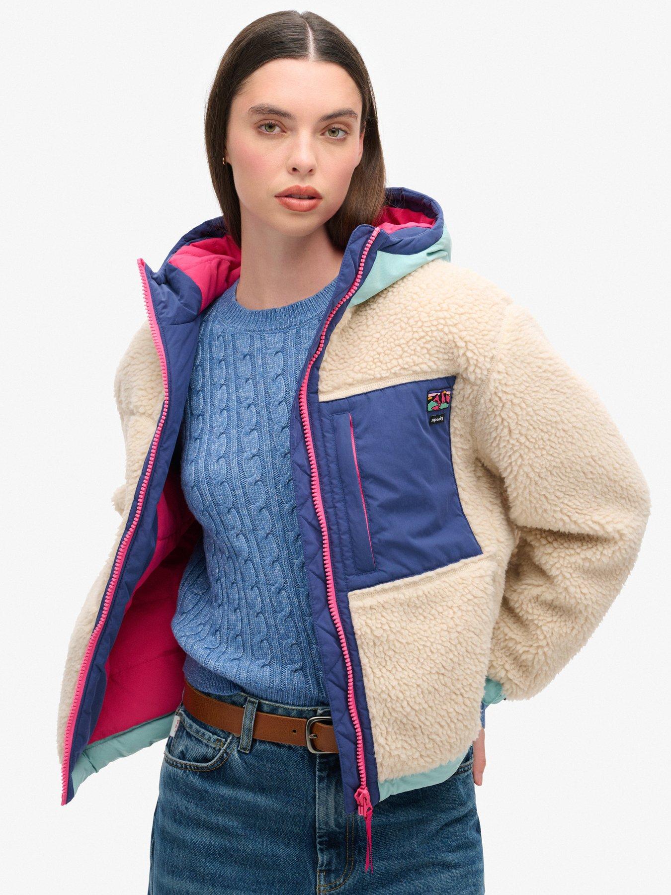 Superdry Vintage Hooded Sherpa Fleece White Very