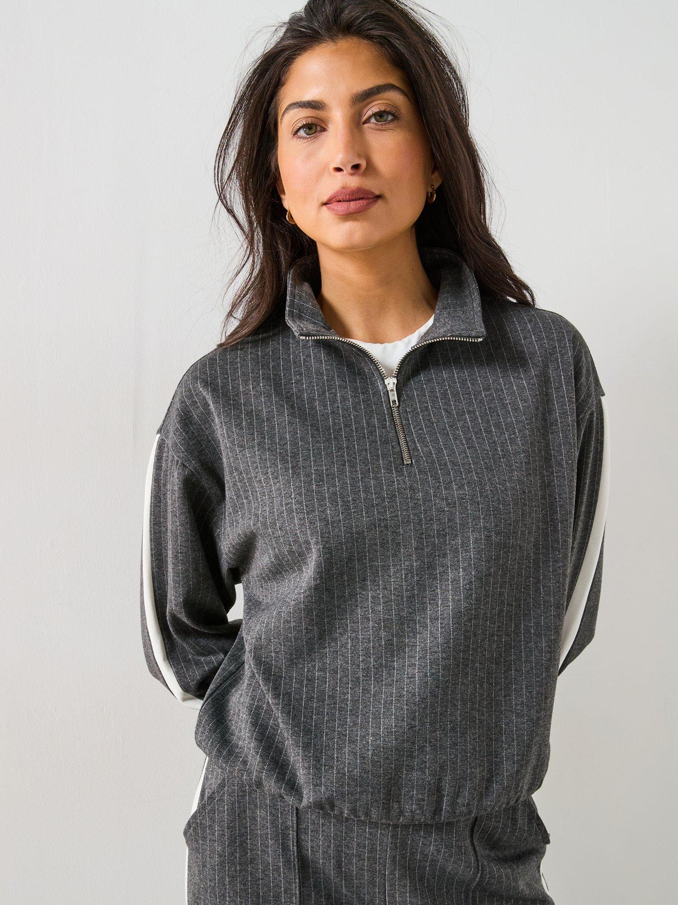 undefined 1/4 Zip Smart Sweatshirt - Stripe - Multi