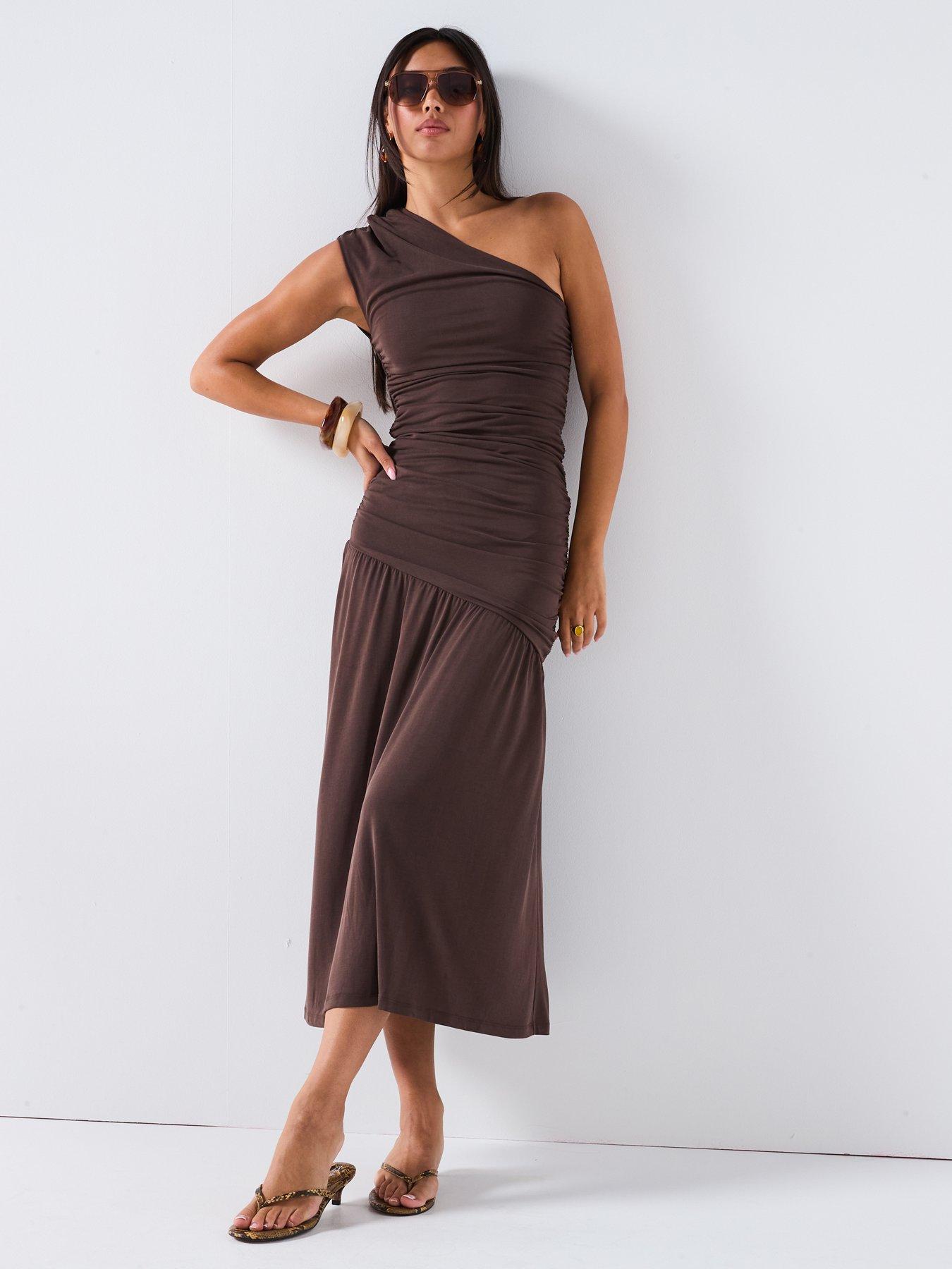 Image 3 of 6 of V by Very One Shoulder Ruched Dress