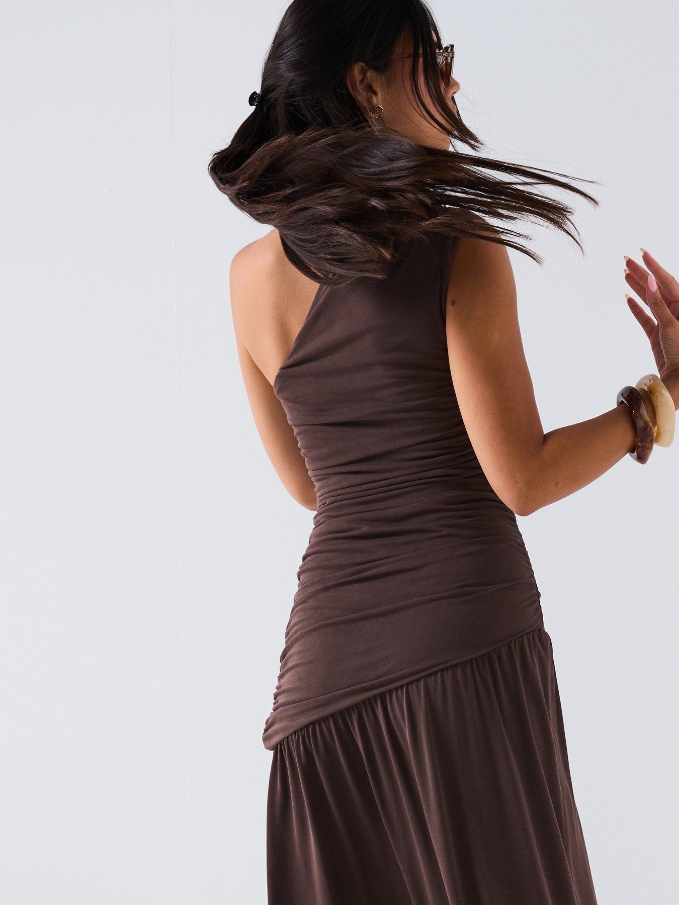 Image 5 of 6 of V by Very One Shoulder Ruched Dress