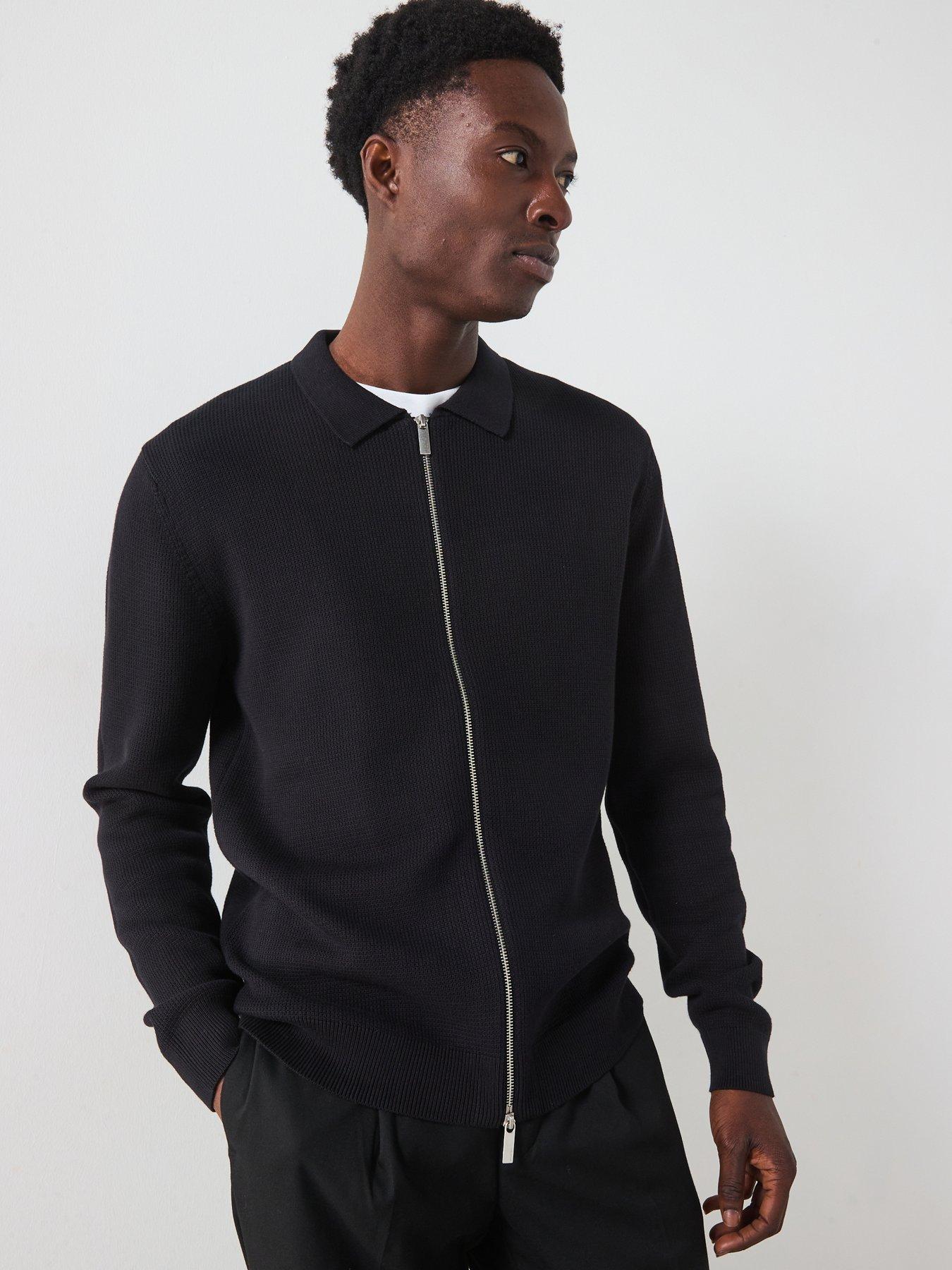 undefined Dane Long Sleeve Zipped Knitted Cardigan - Black