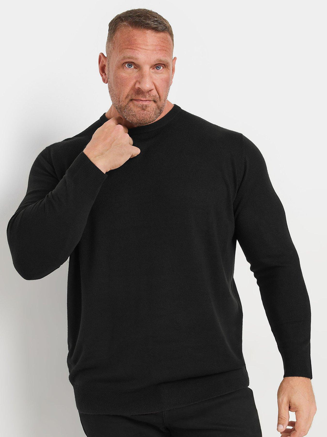 BadRhino Big  &  Tall Crew Neck Knitted Jumper - Black