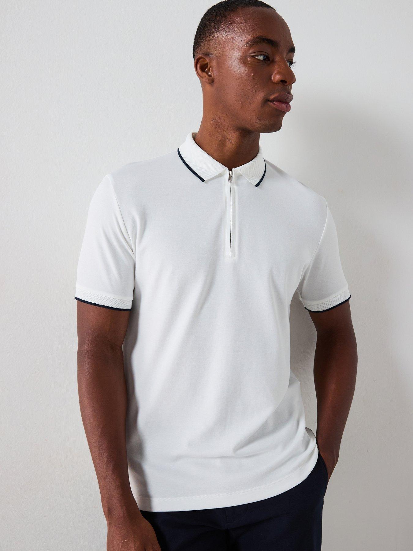 undefined Short Sleeve Zip Polo Shirt - White