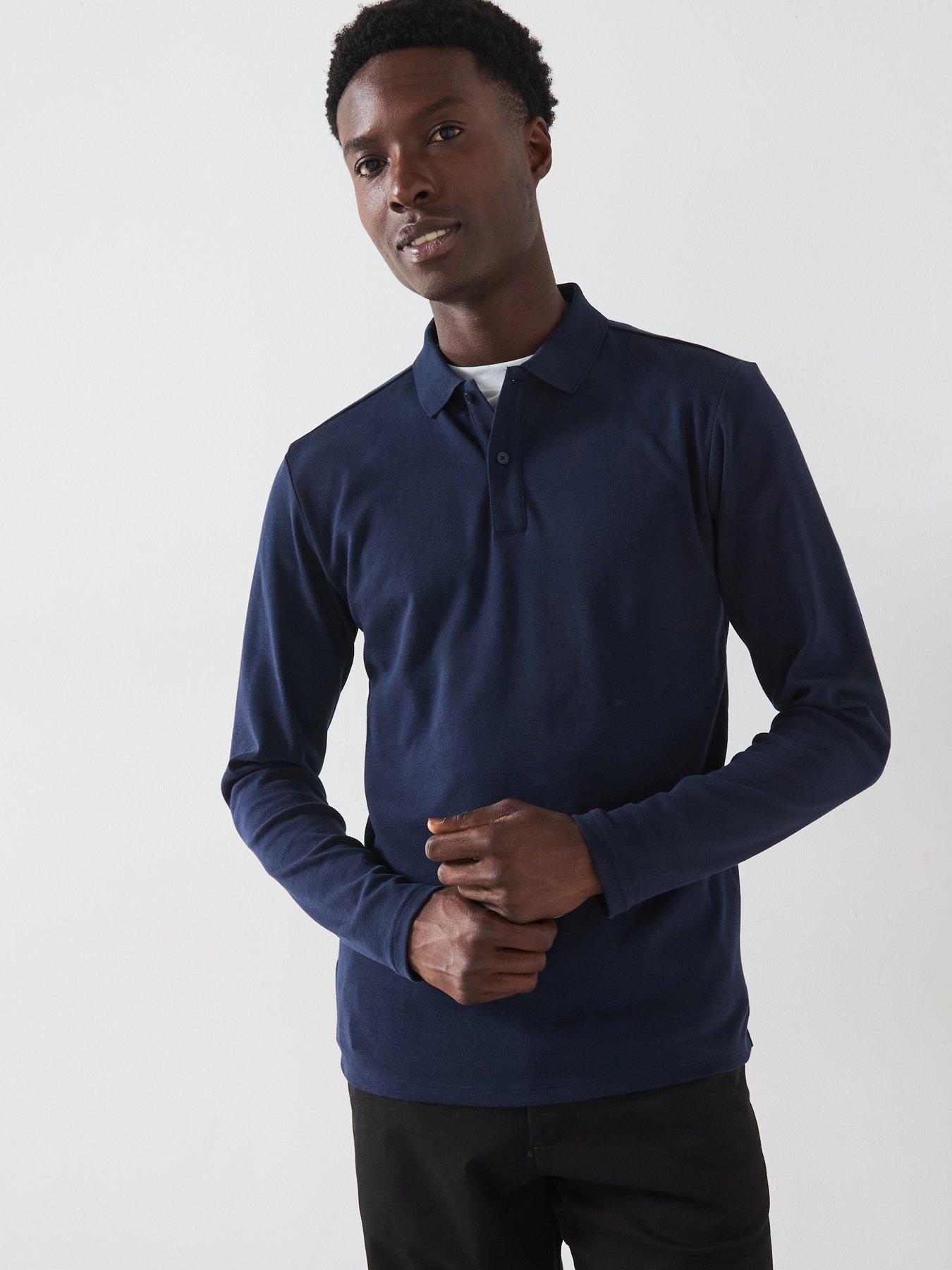undefined Toulouse Long Sleeve Regular Fit Polo Shirt - Navy