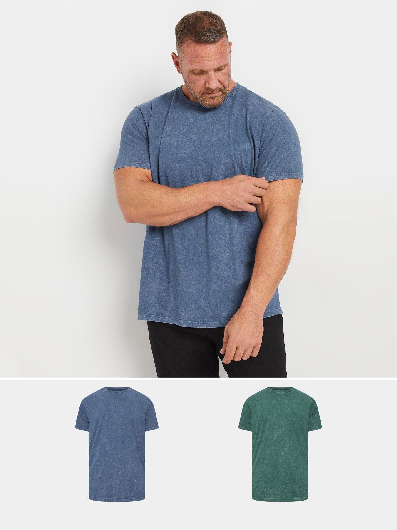 Badrhino Big & Tall 2 Pack Acid Wash T-Shirts - Blue / Green