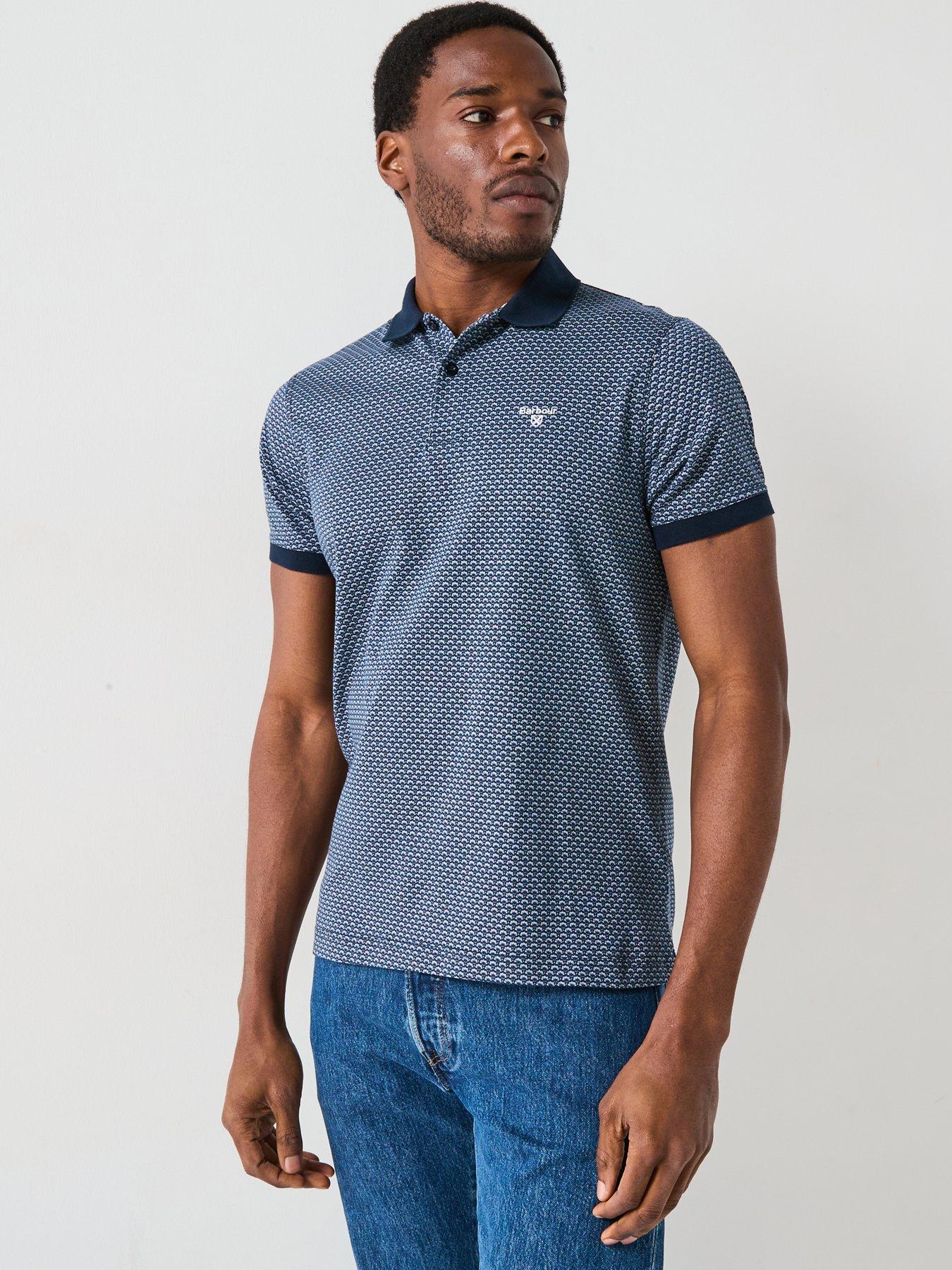 undefined Shell Printed Short Sleeve Polo Shirt - Navy