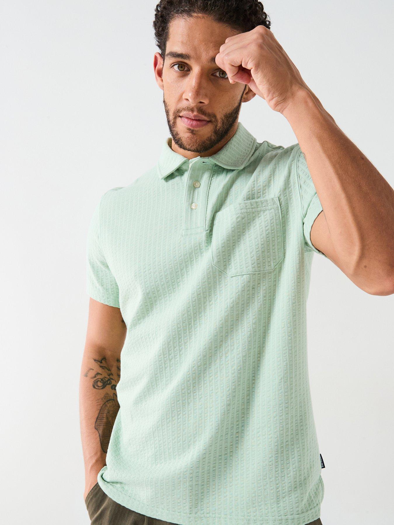 undefined Dymchurch Seersucker Short Sleeve Polo Shirt - Light Green