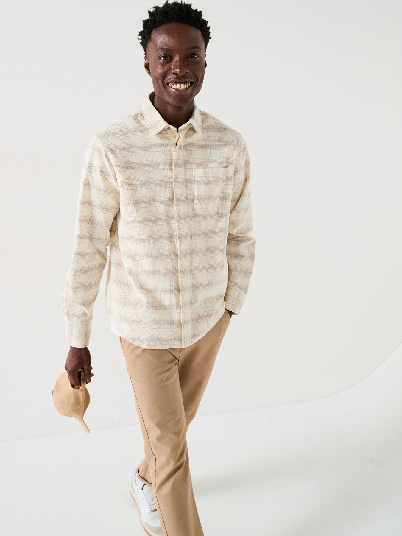undefined Relax Cord Check Shirt - Cream