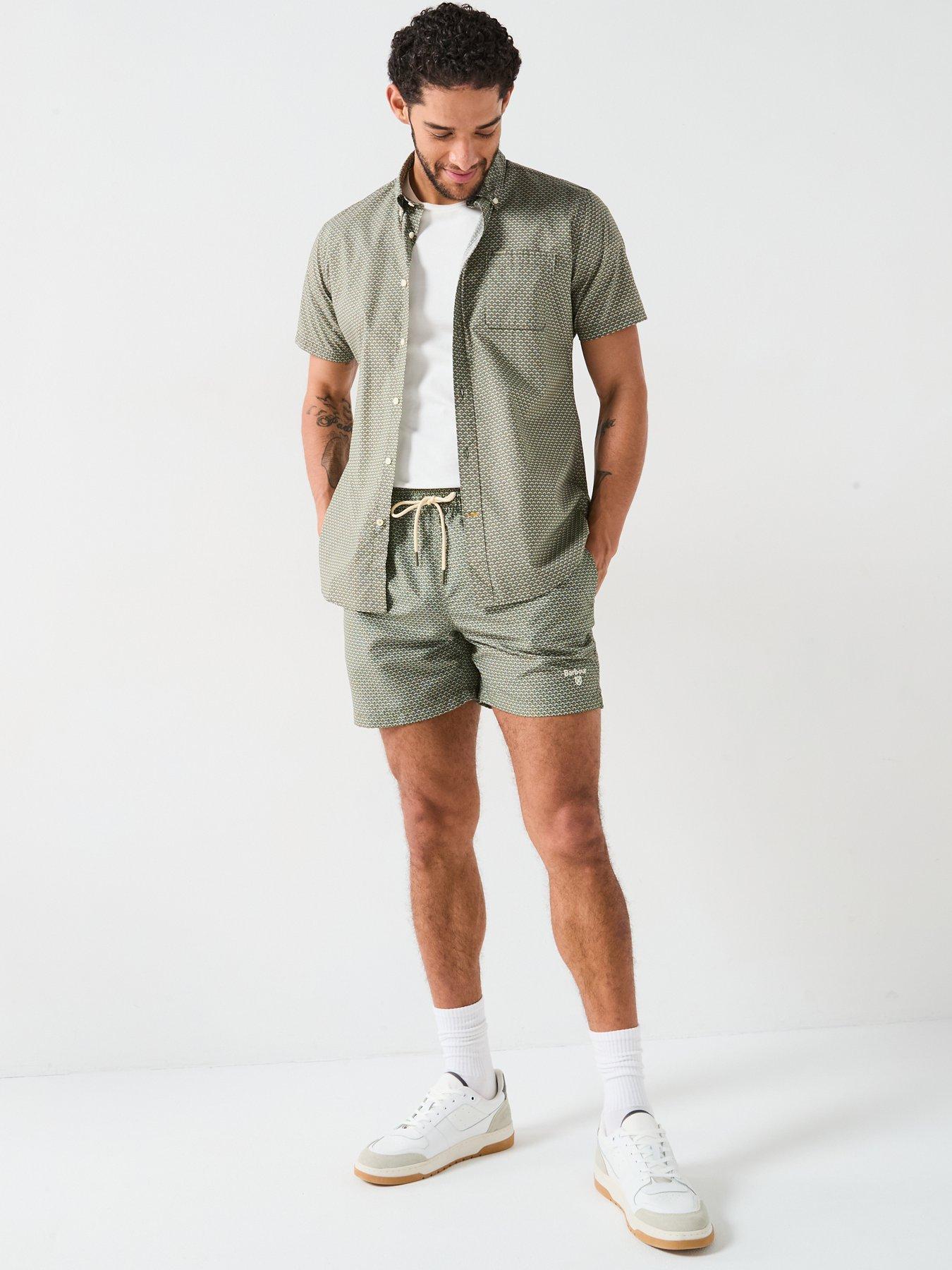 Image 4 of 5 of Barbour Shell Short Sleeve Tailored Fit Shirt - Dark Green