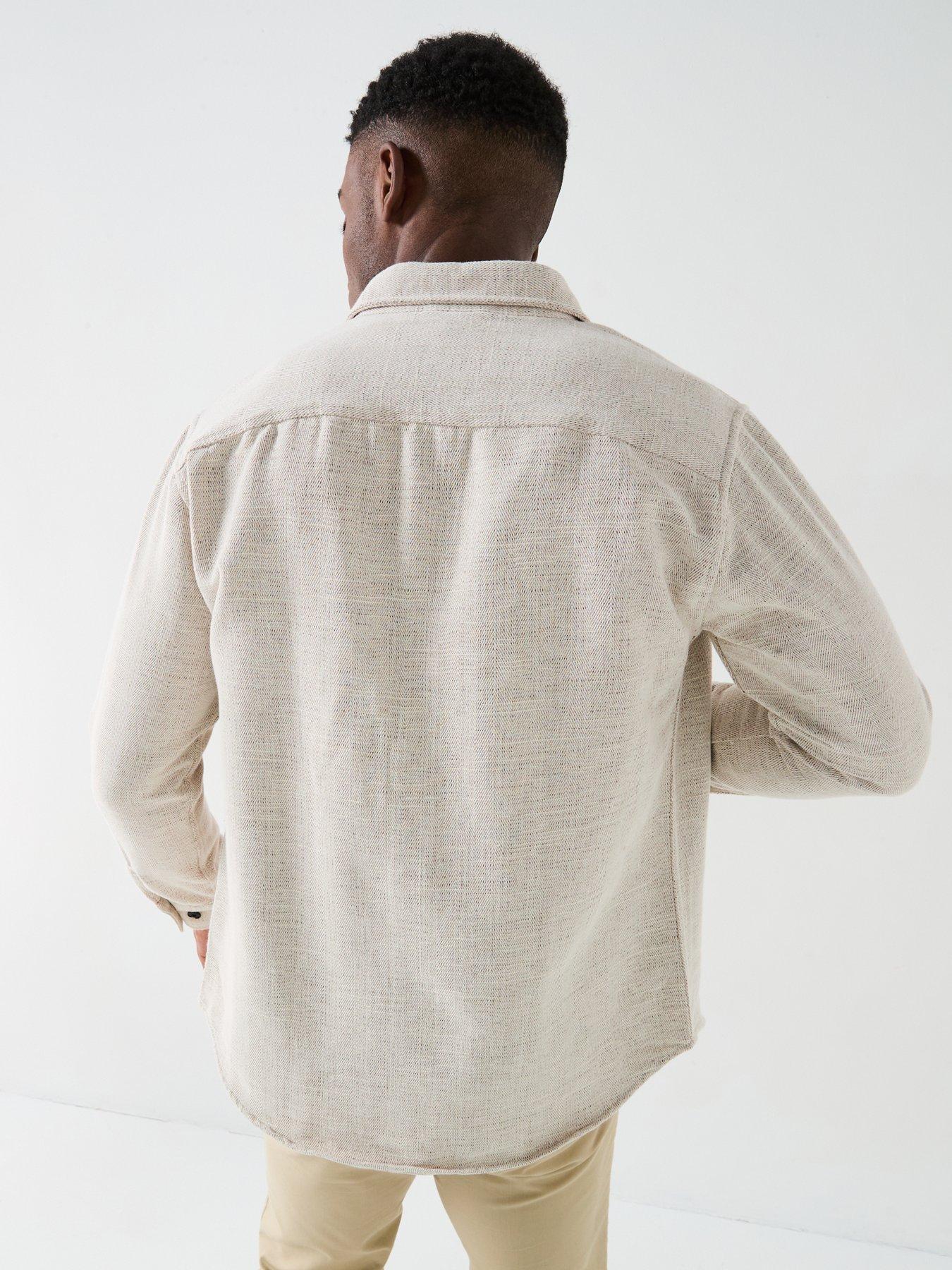 Image 2 of 6 of Selected Homme Hank Herringbone Over Shirt - Cream