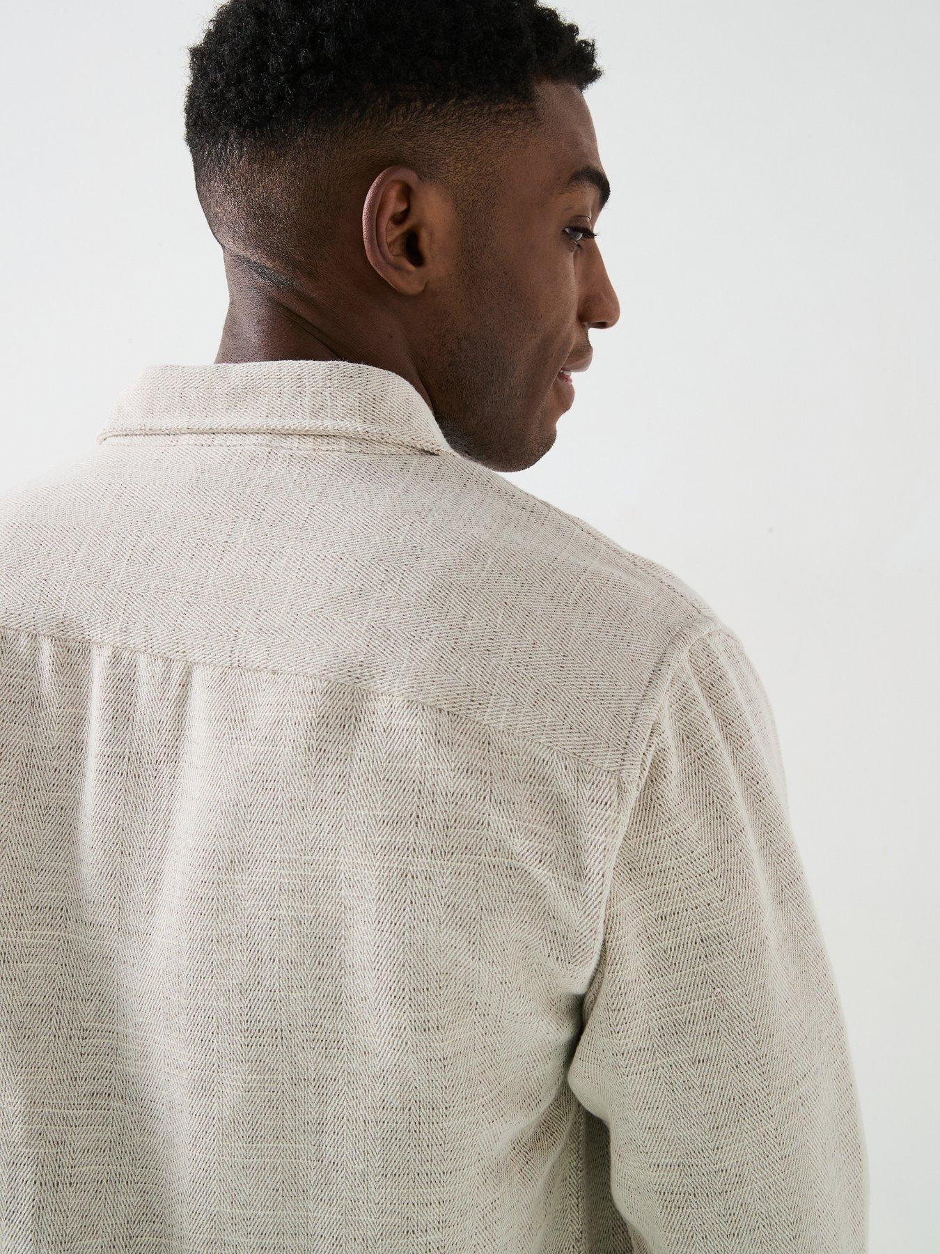 Image 4 of 6 of Selected Homme Hank Herringbone Over Shirt - Cream