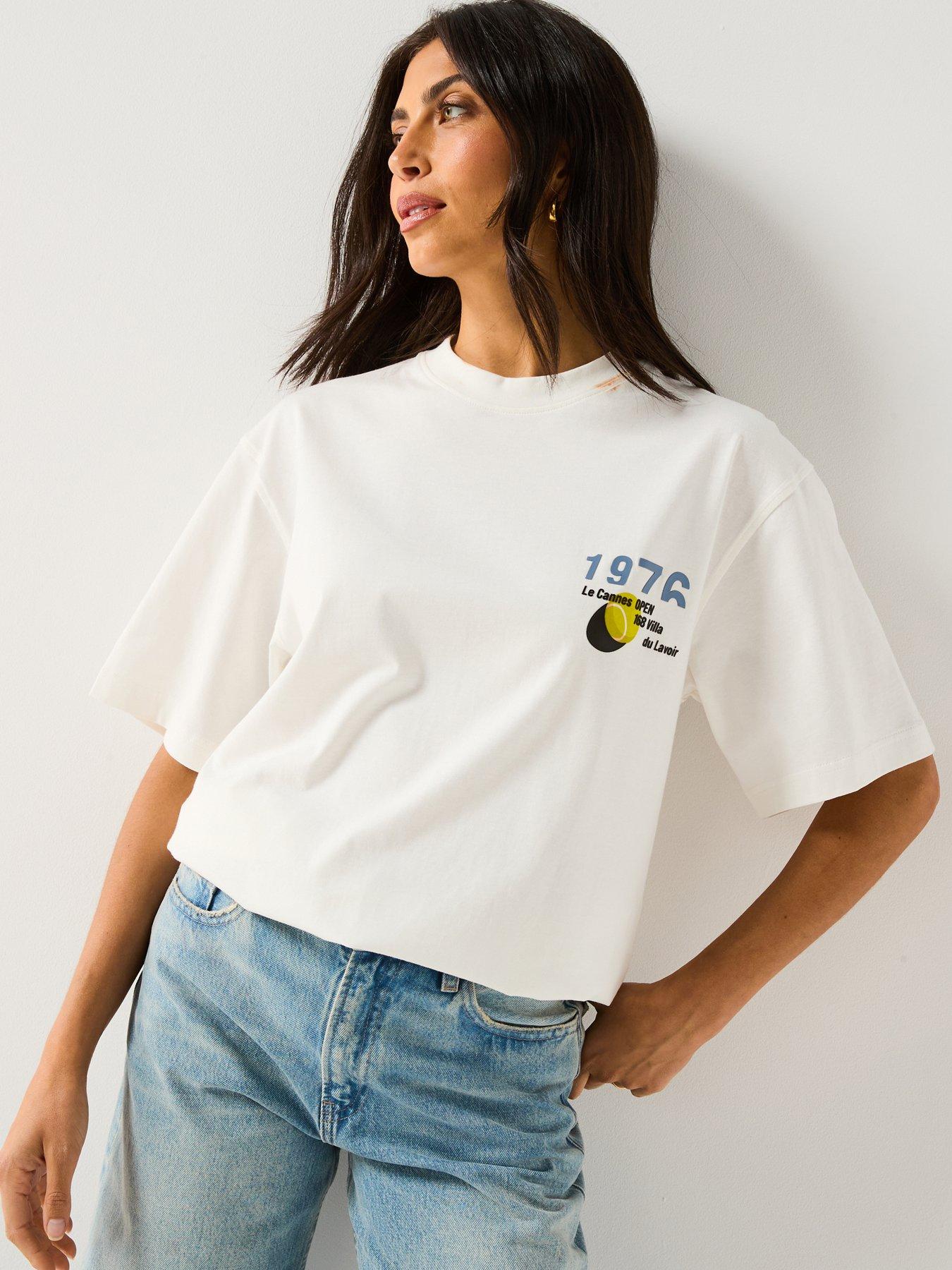 undefined Tennis Oversized Graphic T-shirt - White