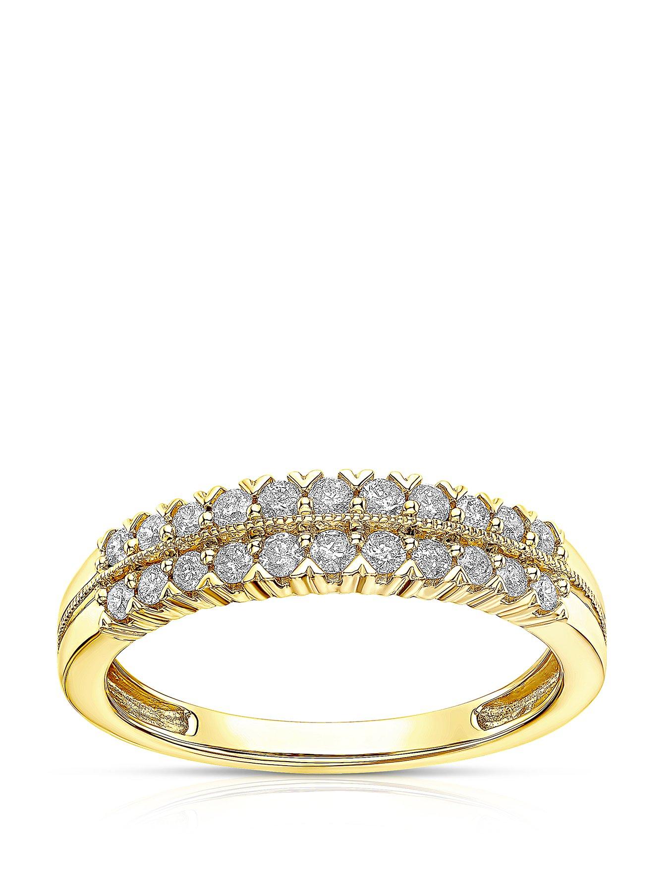 Product photograph of H Samuel 9ct Yellow Gold Double Row 0 33ct Diamond Engagement Eternity Ring from very.co.uk