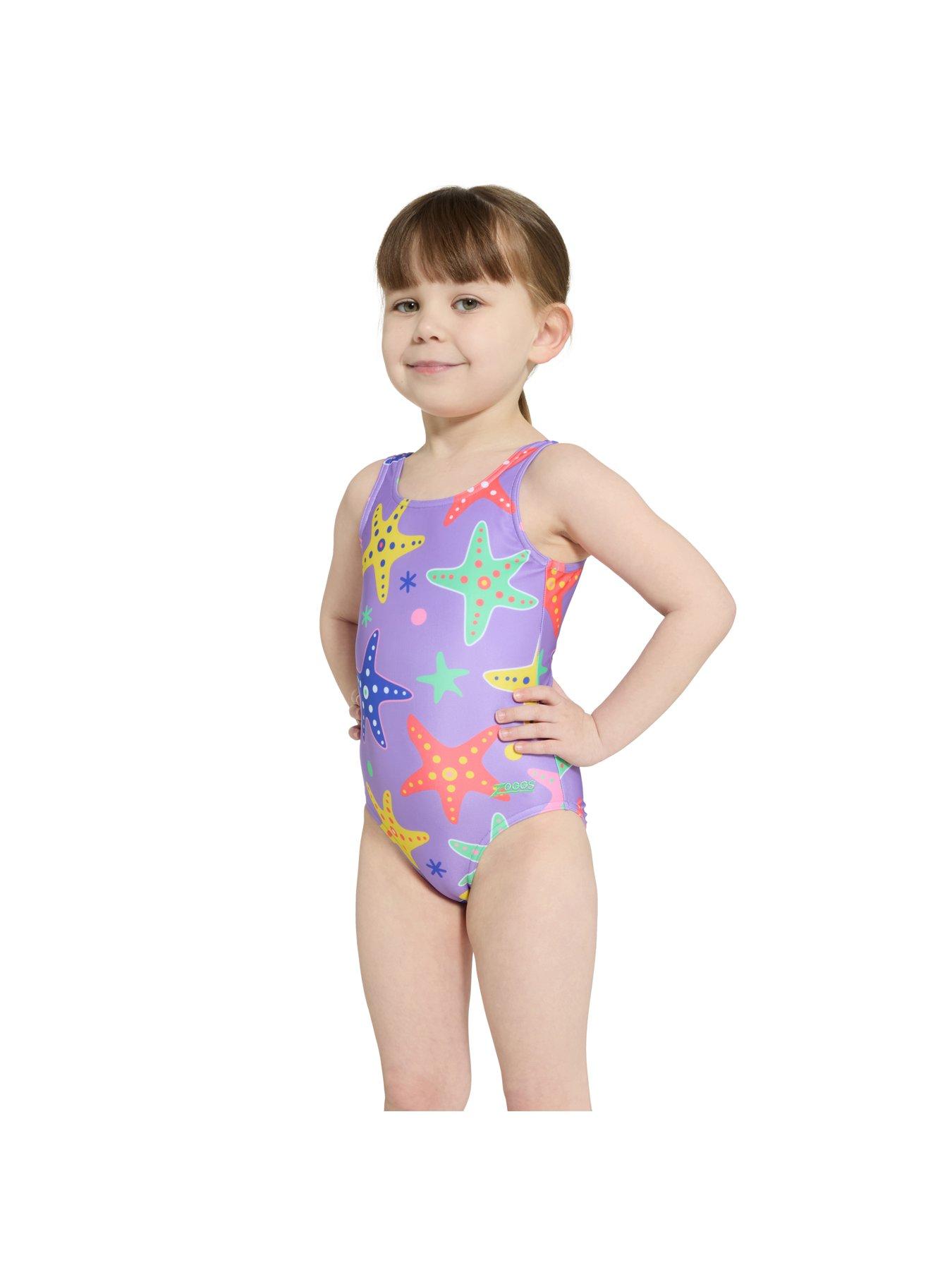 Image 2 of 7 of Zoggs Kids Girls Stargaze Scoopback Swimsuit - Purple