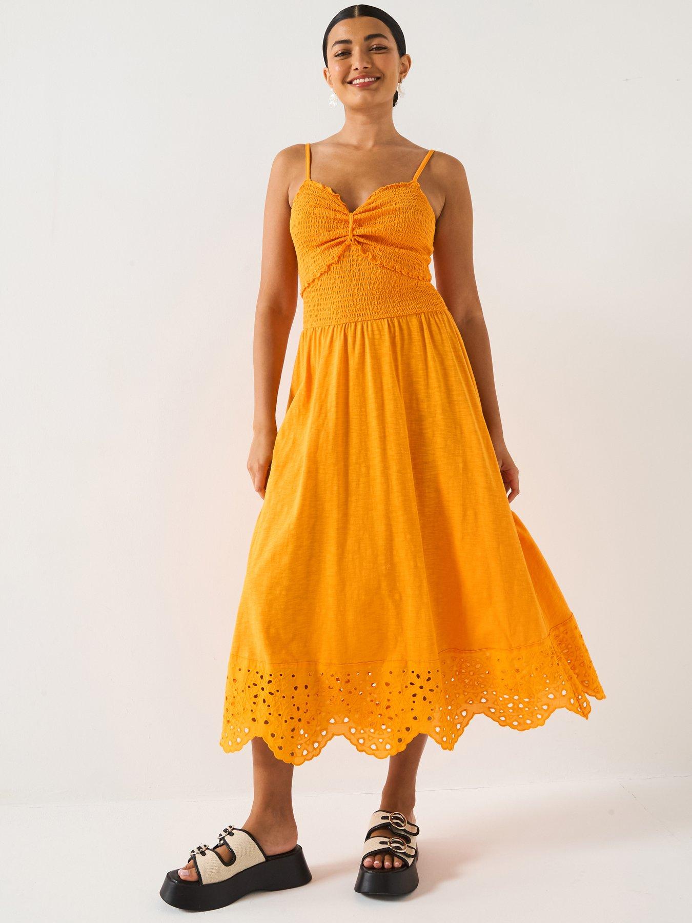 undefined Shirred Cutwork Dress