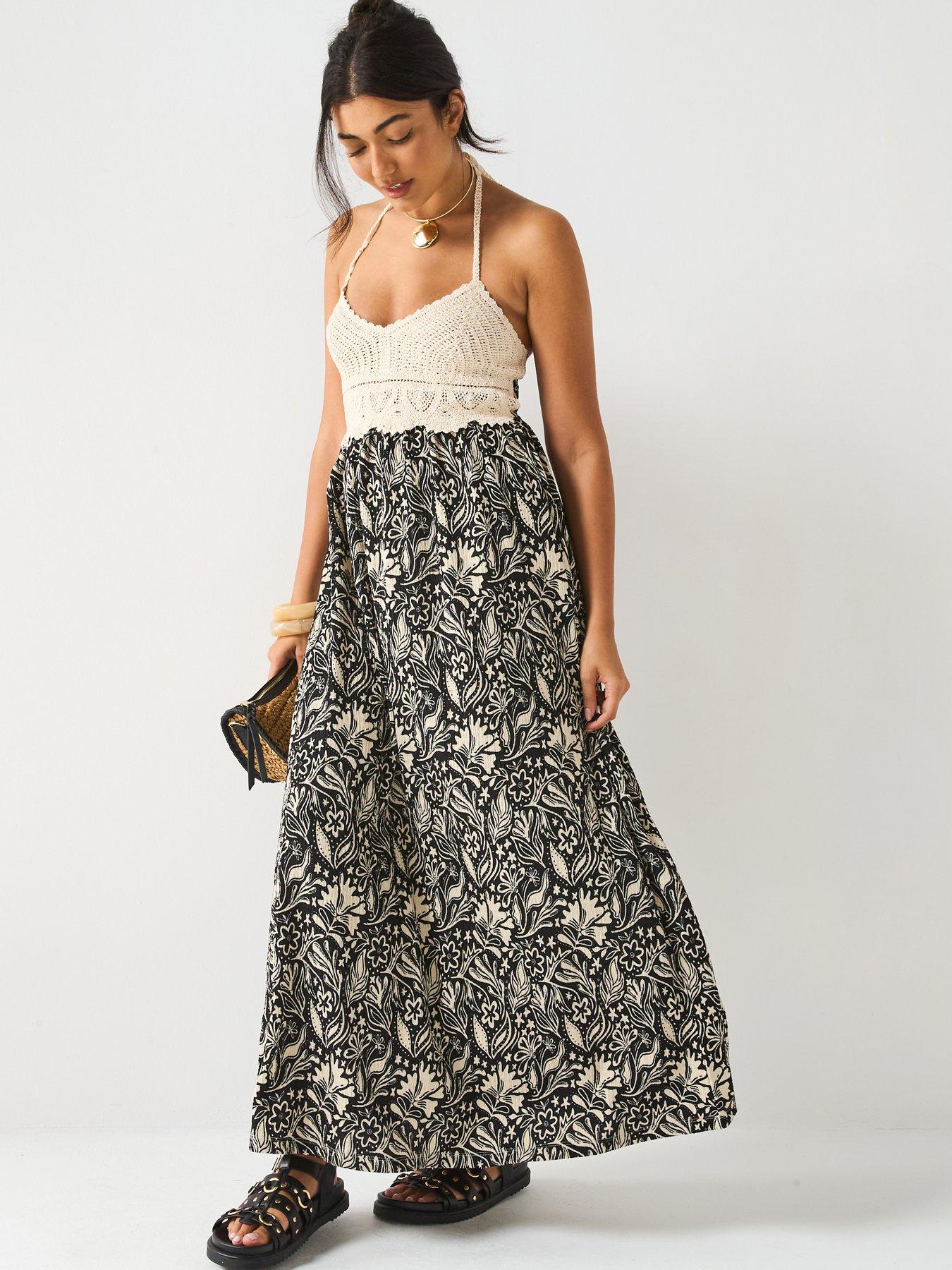Image 1 of 6 of V by Very Crochet Halter Dress