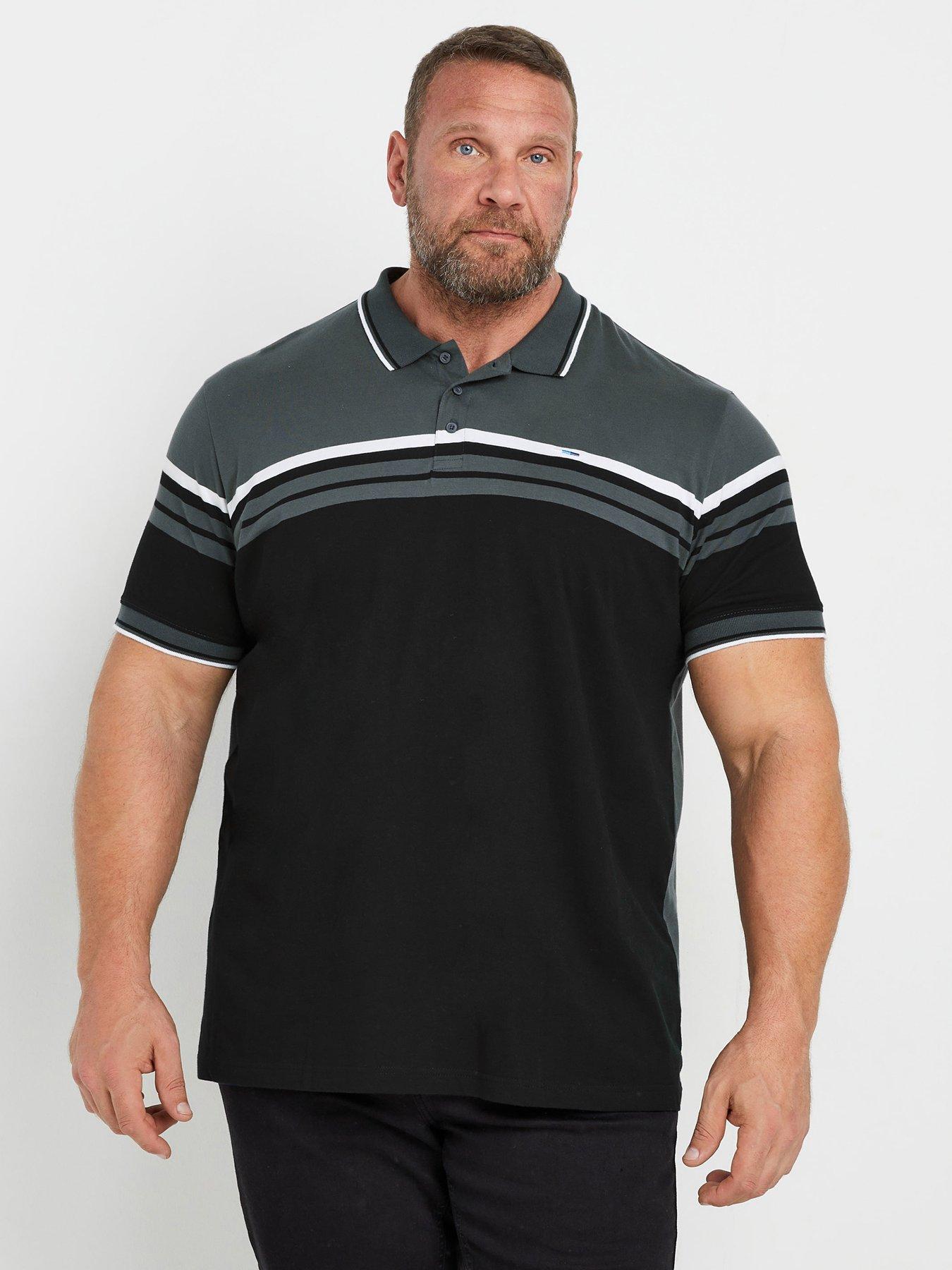 Image 1 of 3 of BadRhino Big &amp; Tall Stripe Jersey Polo Shirt - Grey