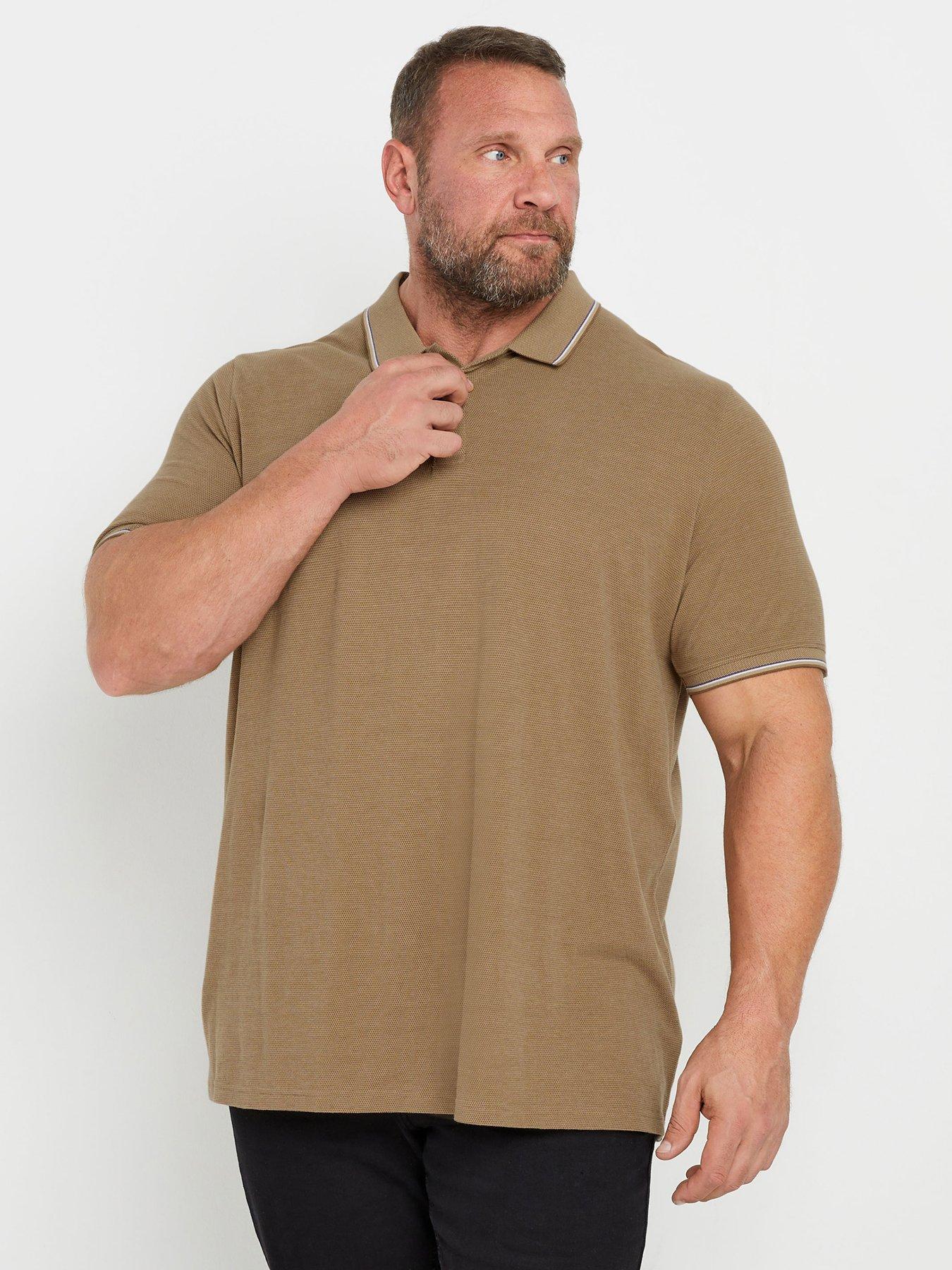 Image 1 of 2 of BadRhino Big &amp; Tall Textured Tipped Polo Shirt - Natural