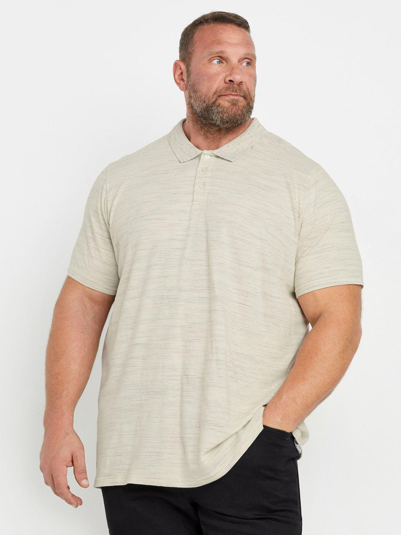Image 1 of 2 of BadRhino Big &amp; Tall Fabric Interest Polo Shirt - Natural