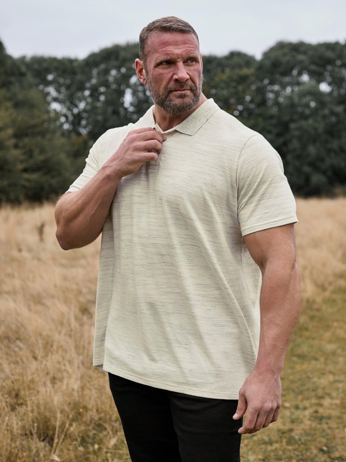 Image 2 of 2 of BadRhino Big &amp; Tall Fabric Interest Polo Shirt - Natural