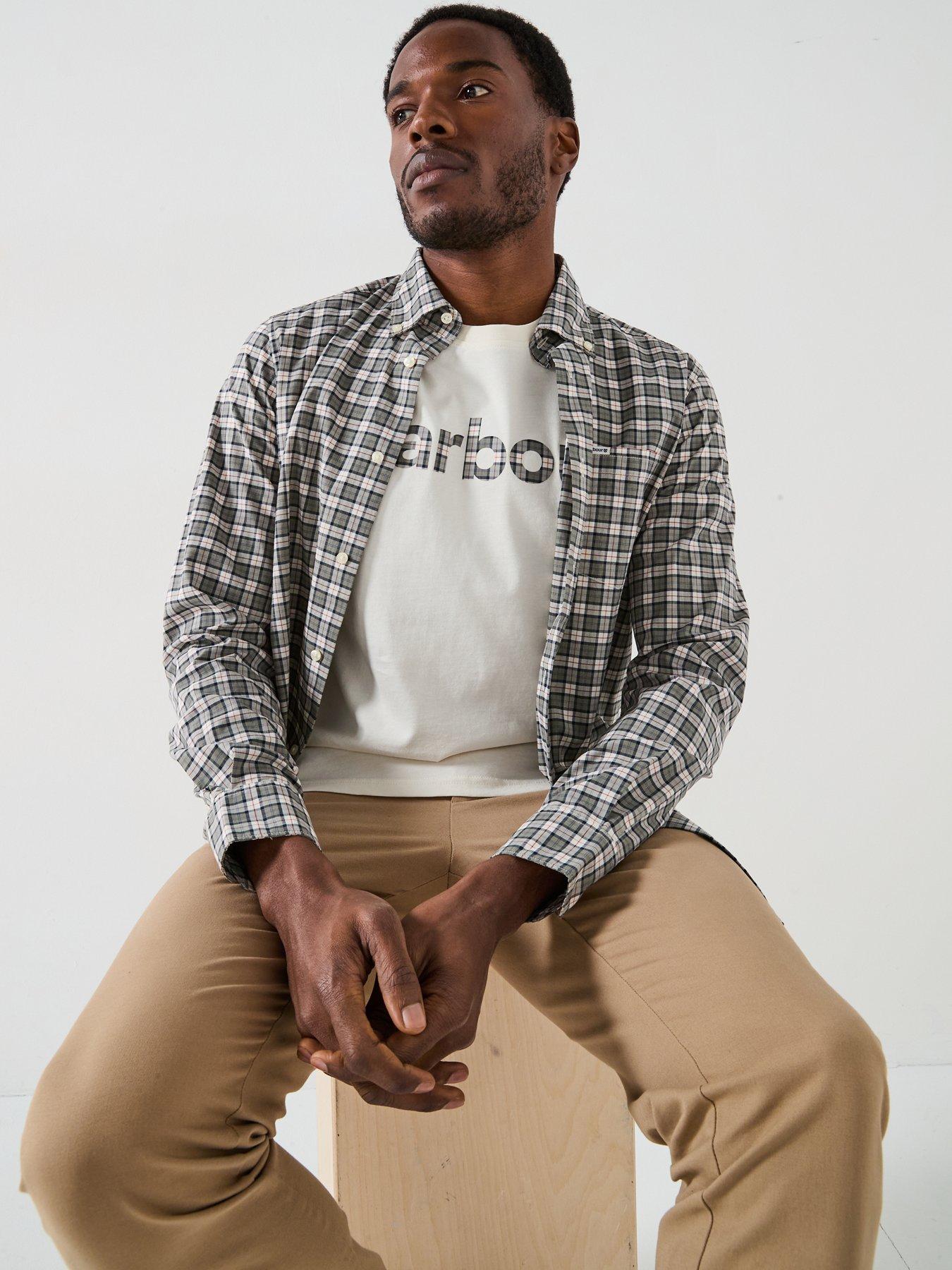 Image 6 of 6 of Barbour Kilnwick Tartan Logo Short Sleeve T-Shirt - Off White