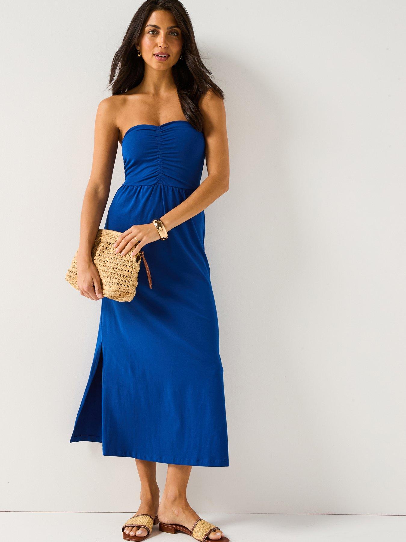 undefined Ruched Bandeau Midi Dress