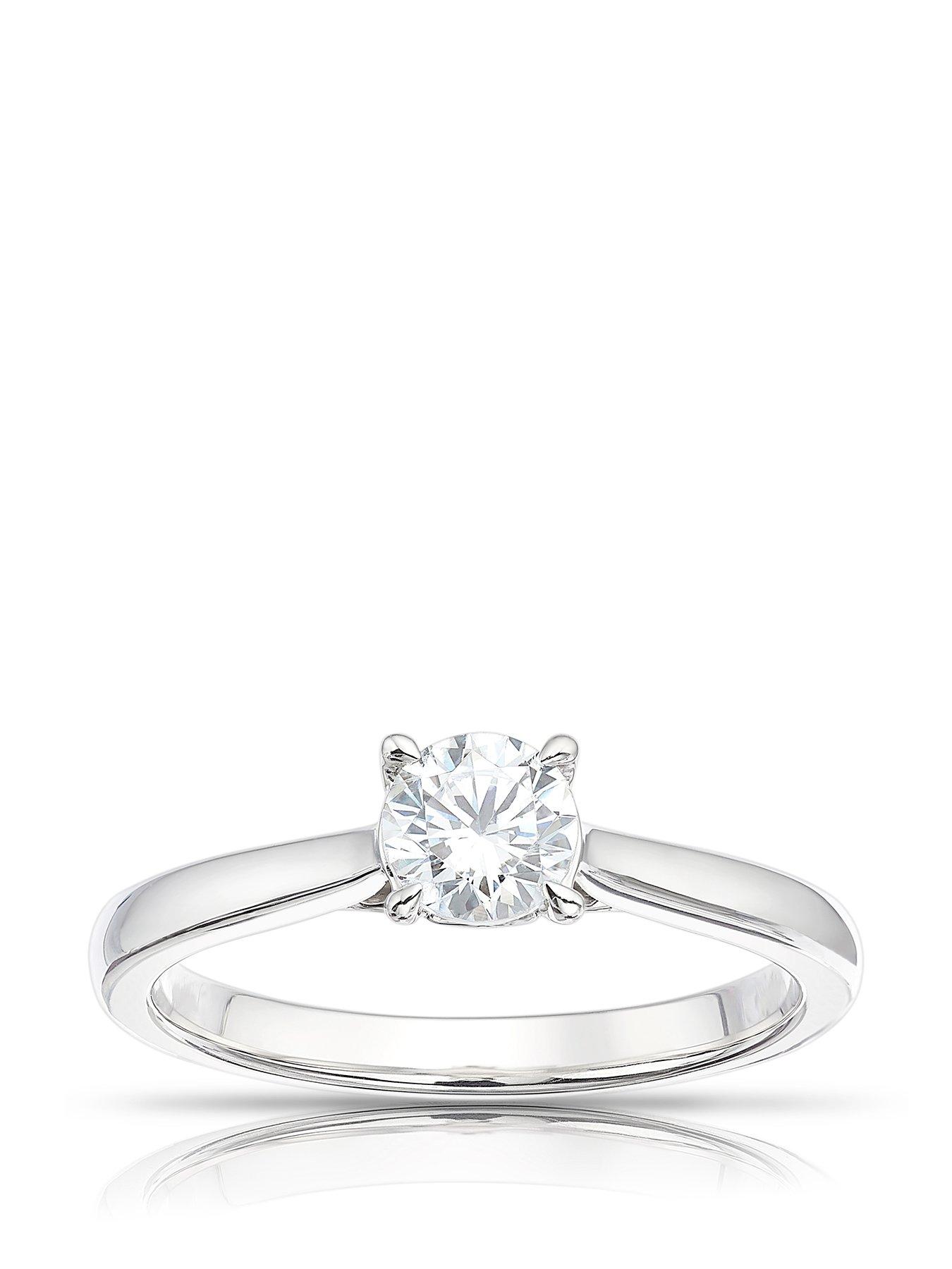 Ernest Jones Diamond Engagement Ring.18ct White Gold 0.50ct Diamond Round Cut Four Claw Solitaire Ring
