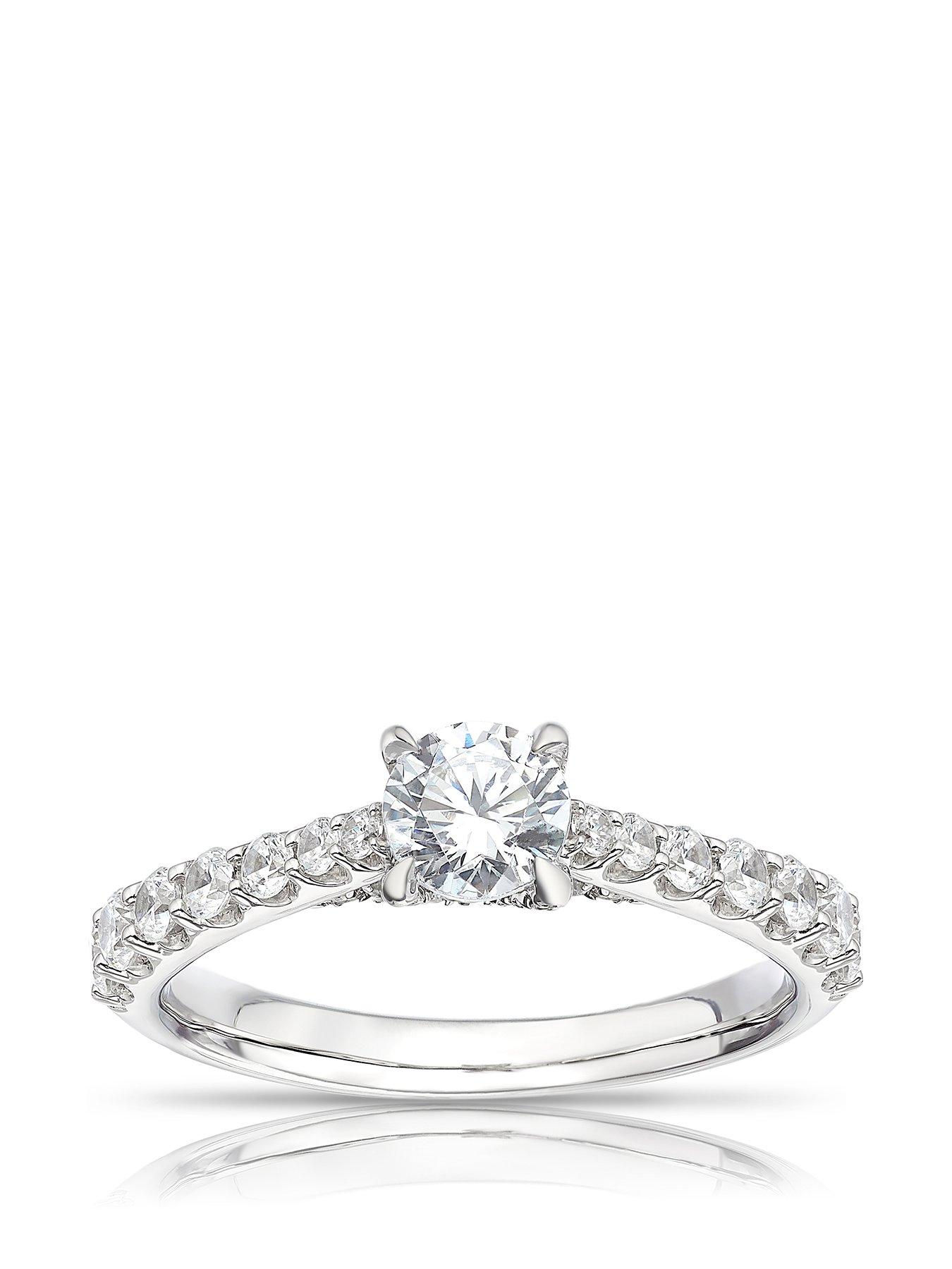 Product photograph of Ernest Jones Platinum 1ct Diamond Engagement Ring Round Cut Four Claw Solitaire Ring from very.co.uk