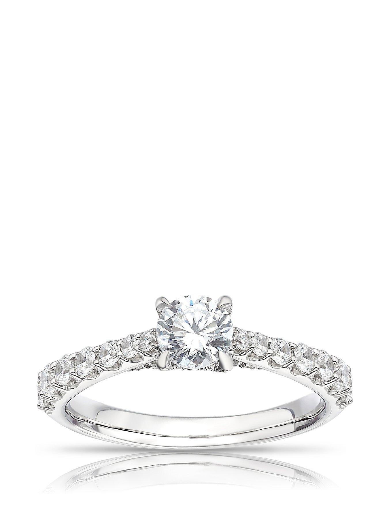 Ernest Jones Platinum 1ct Diamond Engagement Ring. Round Cut Four Claw Solitaire Ring