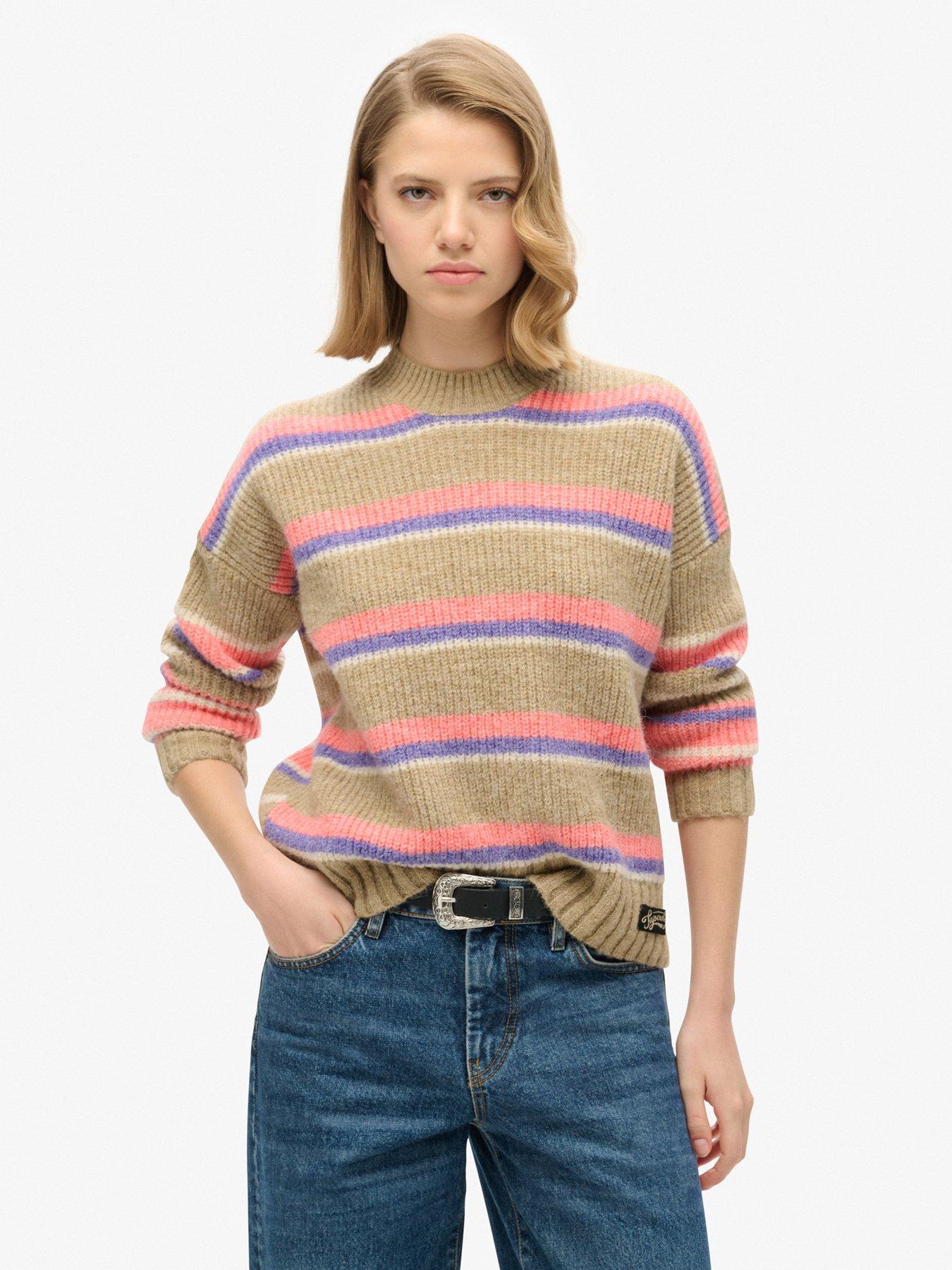 undefined Multi Stripe Crew Jumper - Brown