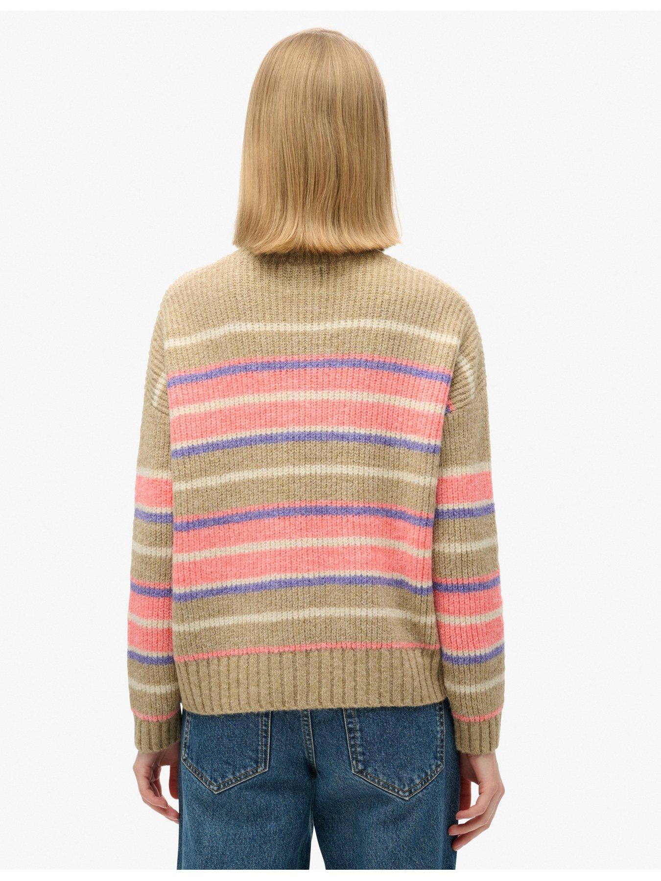 Image 2 of 5 of Superdry Multi Stripe Crew Jumper - Brown