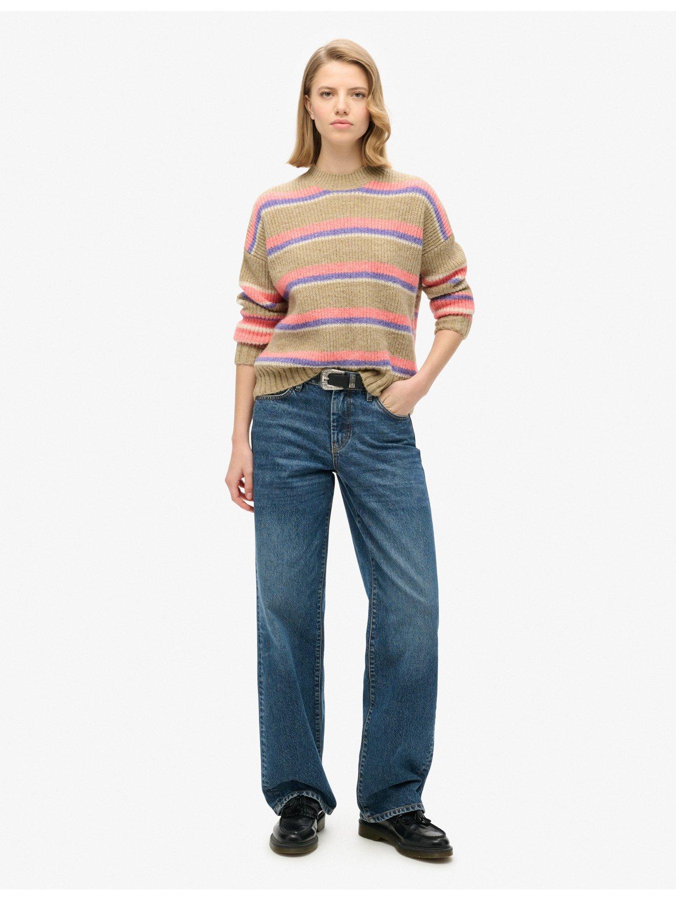 Image 3 of 5 of Superdry Multi Stripe Crew Jumper - Brown