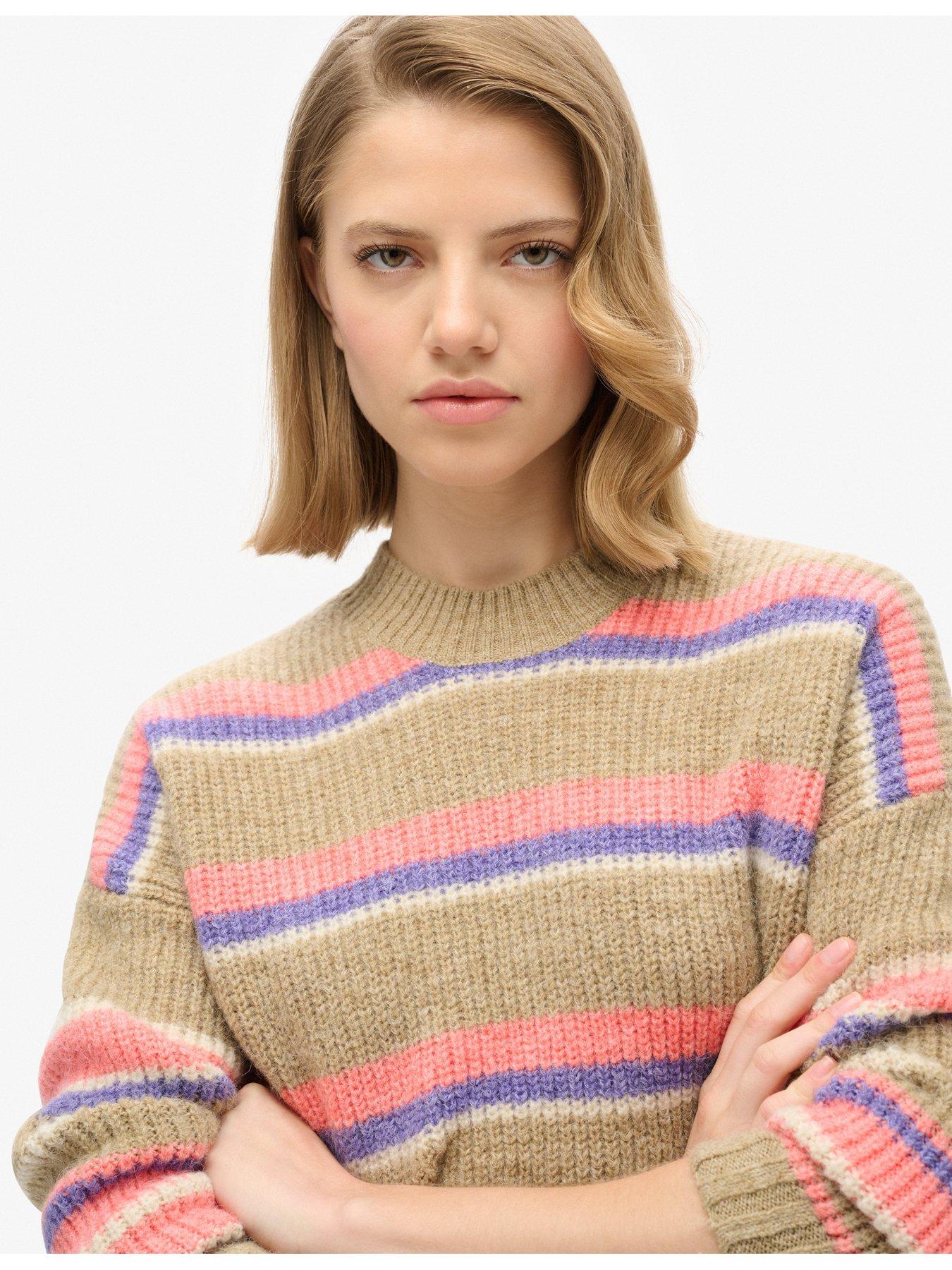 Image 4 of 5 of Superdry Multi Stripe Crew Jumper - Brown