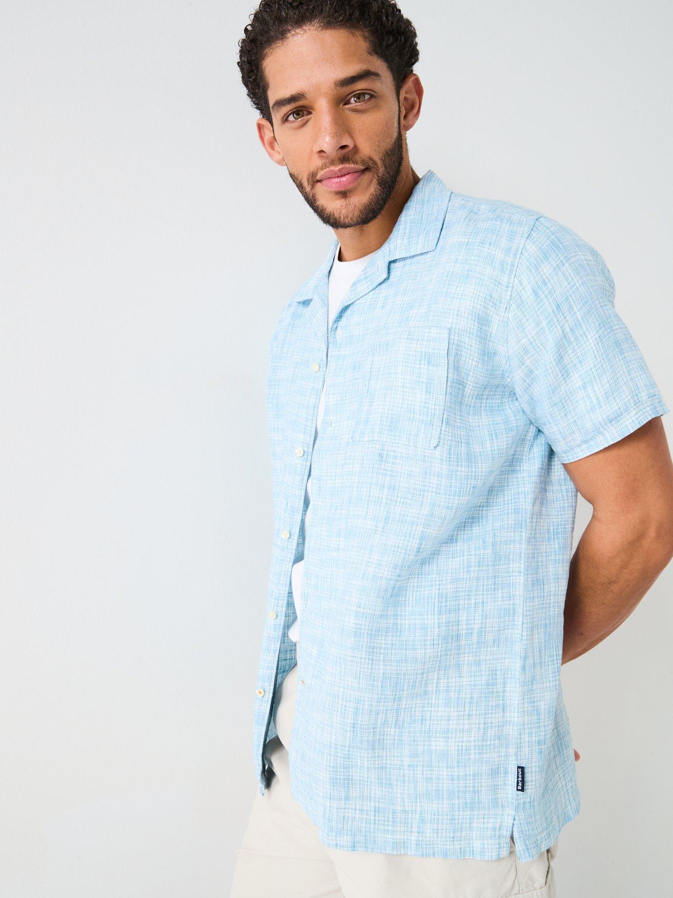 Image 5 of 6 of Barbour Deveron Short Sleeve Regular Fit Shirt - Light Blue
