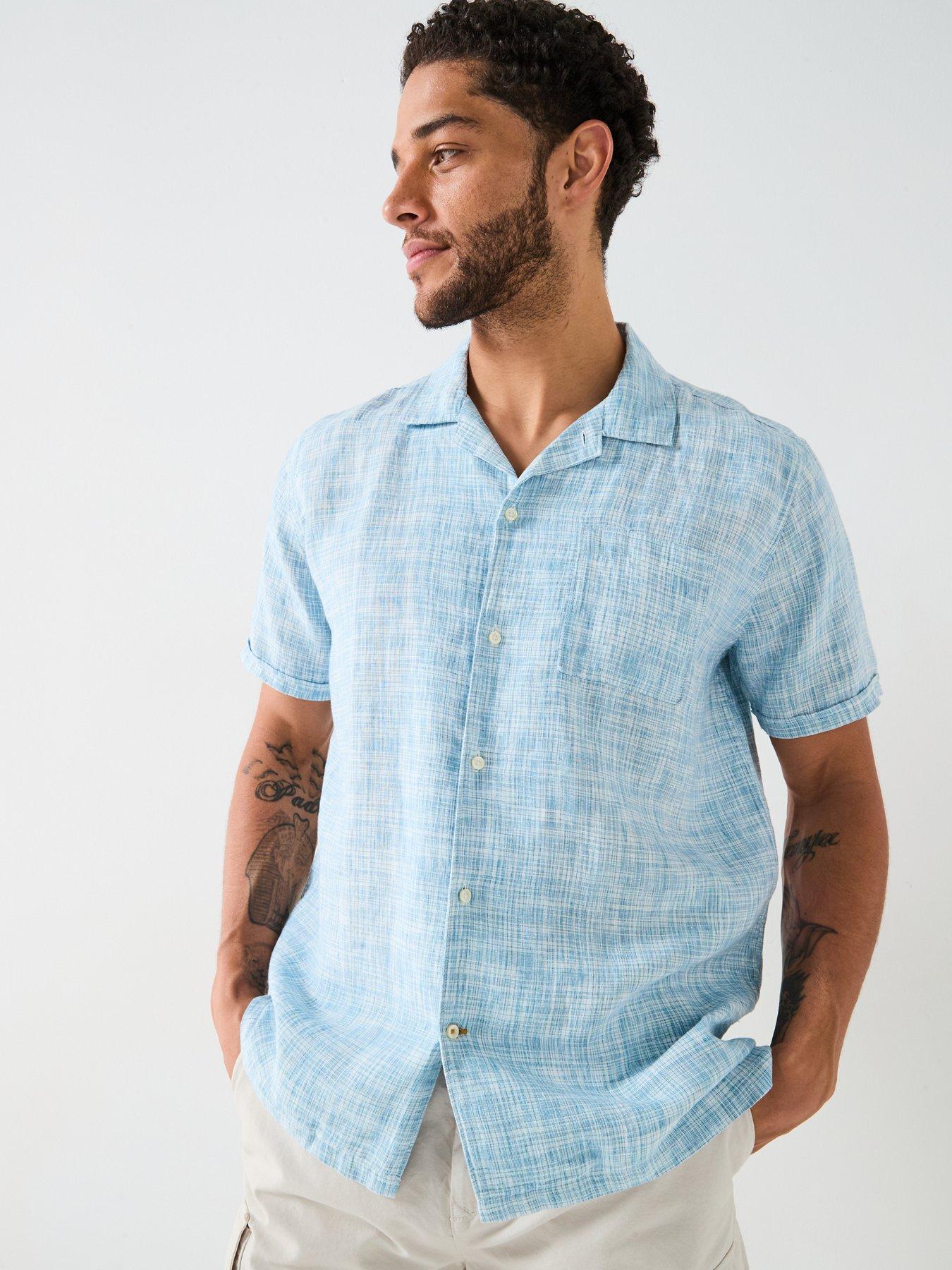 Image 6 of 6 of Barbour Deveron Short Sleeve Regular Fit Shirt - Light Blue
