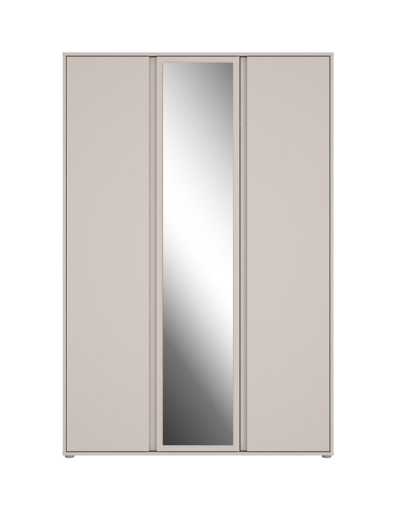 Image 2 of 7 of Very Home Lisson 3 Piece Bedroom Furniture Set - 3 Door Mirrored Wardrobe, 5 Drawer Chest and 2 Drawer Bedside Table - Oatmeal - FSC&reg; Certified