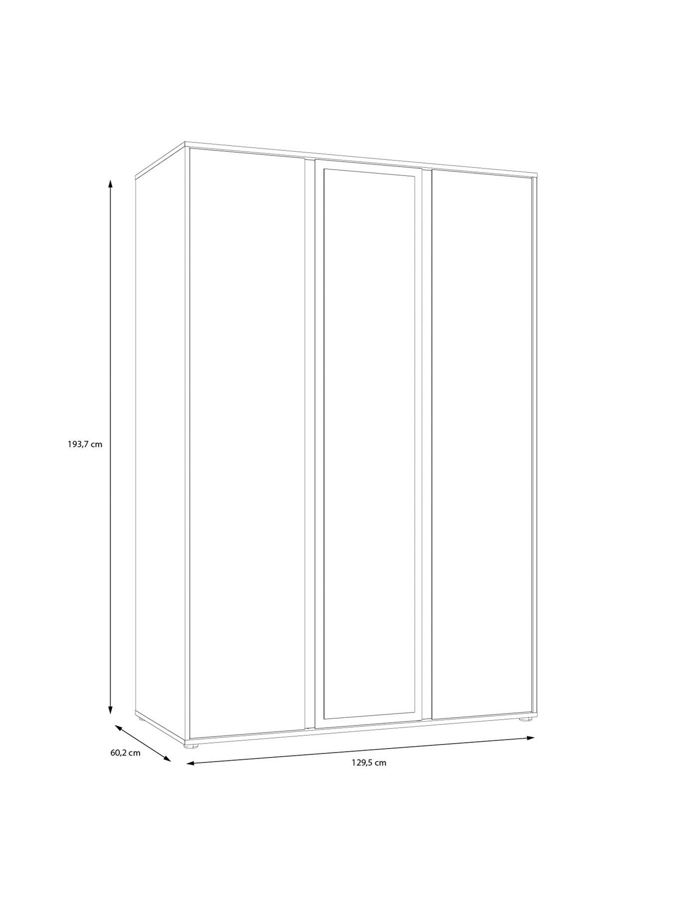 Image 5 of 7 of Very Home Lisson 3 Piece Bedroom Furniture Set - 3 Door Mirrored Wardrobe, 5 Drawer Chest and 2 Drawer Bedside Table - Oatmeal - FSC&reg; Certified